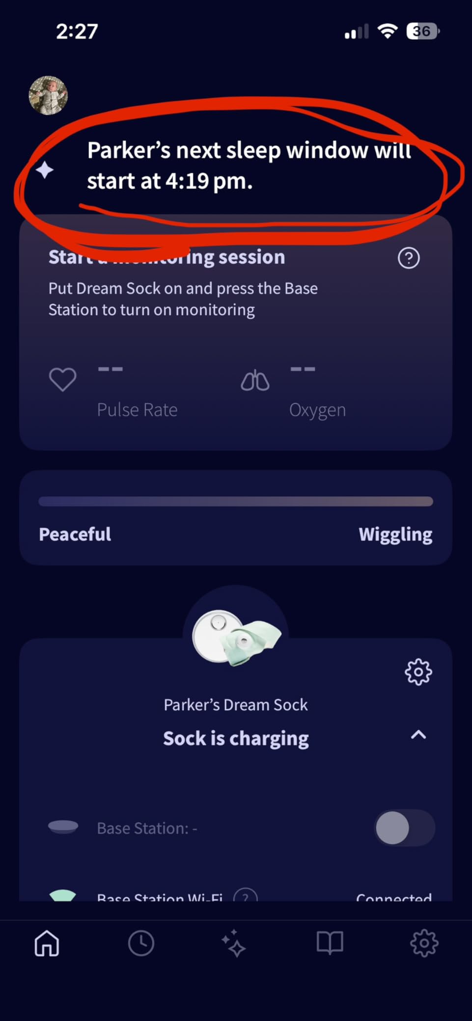 Owlet Dream Sock - Smart Wearable Baby Monitor, Infant SpO2 Monitor Tracks Heart Rate & Oxygen - Parents Receive Alerts, Sleep & Health Insights via App - Bedtime Blue customer photo 2