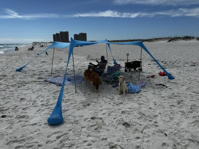 Beach Canopy Tent Sun Shade with UPF 50+ UV Protection, Beach Tent Sun Shelter with Sandbags, Poles and Ground Pegs and Anti-Wind Ropes for Outdoor, Camping, Backyard and Picnics customer photo 2