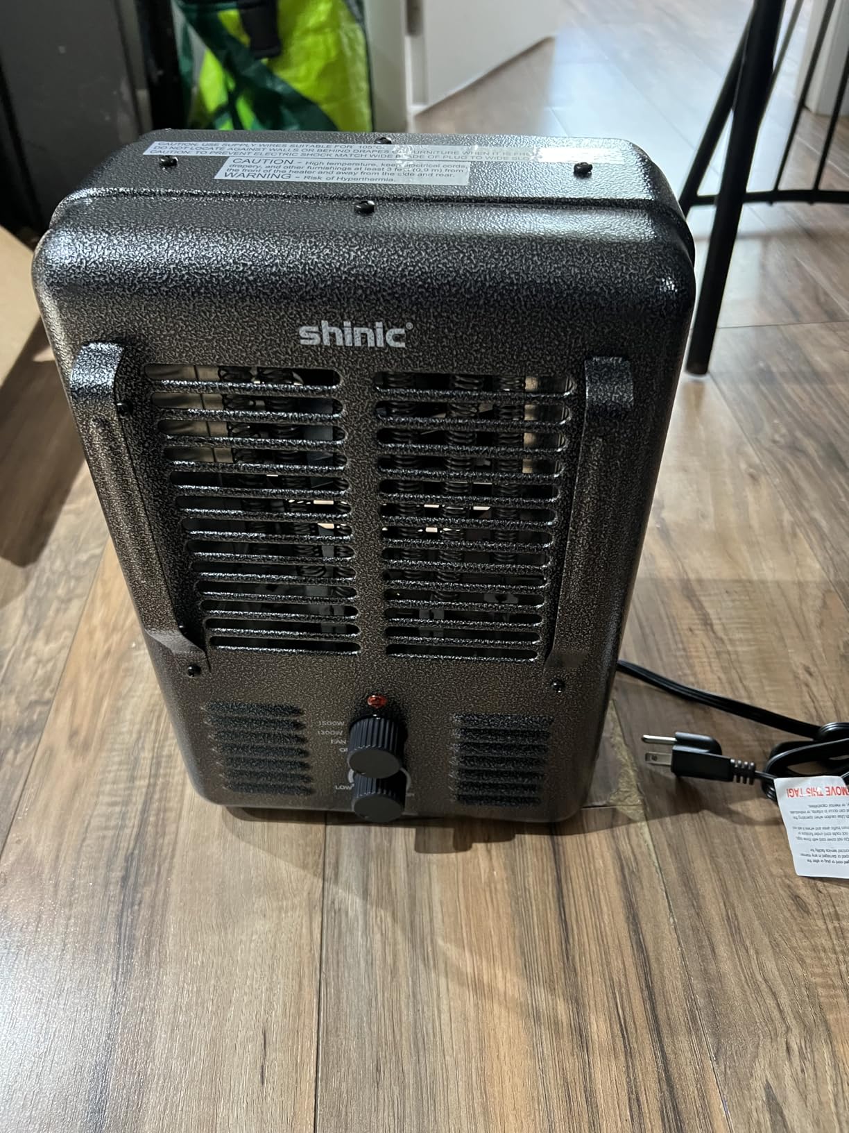 Shinic Space Heater, 1500W Milkhouse Heater with Thermostat, Stay Cool Durable Metal Housing, Overheat protection, 3-Prong Plug, Tip-Over Auto Shut Off, Utility Heater for Garage, Bedroom, Greenhouse customer photo 2