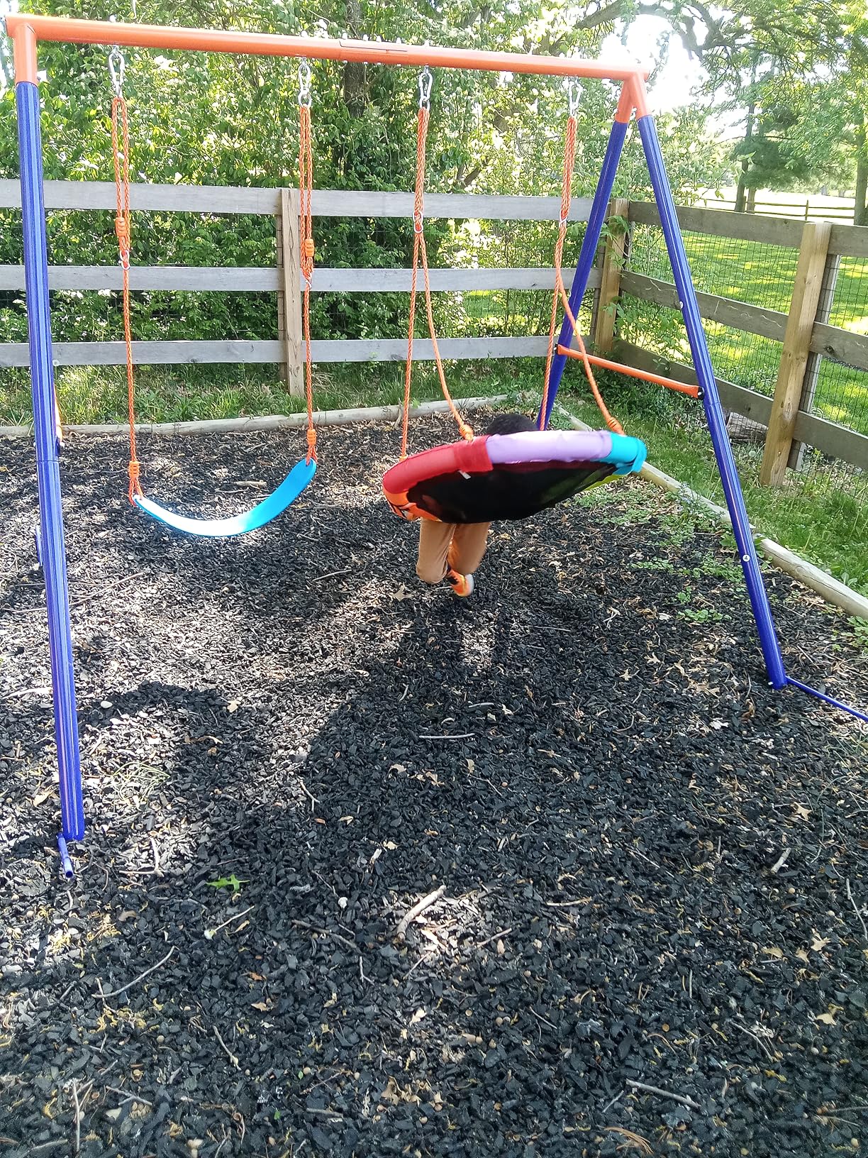 Amictoy Swing Set for Backyard with Stand - Heavy Duty 440lbs Metal A-Frame Outdoor Playset with 32