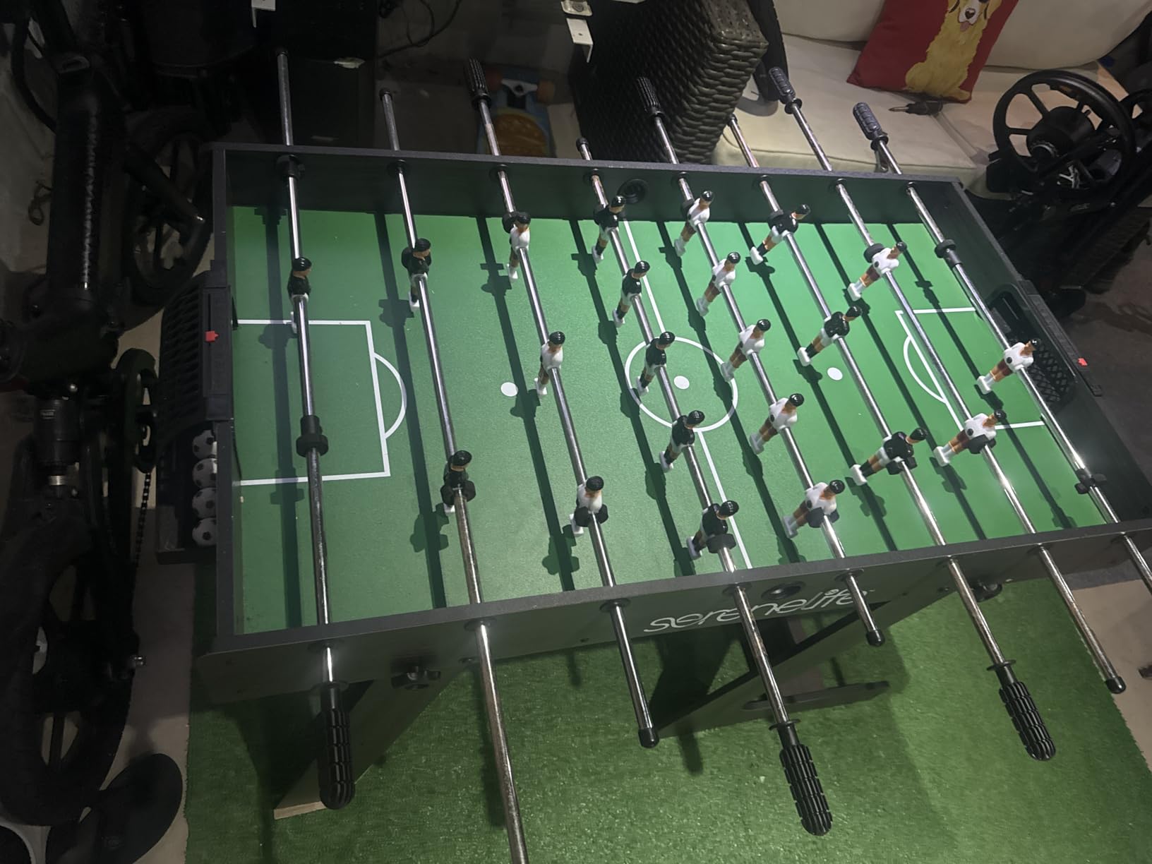 SereneLife Folding Foosball Table, 4 ft x 2 ft Full Competition Size Foldable Space Saving Table Soccer for Home, Arcade Game Room, for Indoor or Outdoor, Family Game Night, Perfect for Kids and Adults customer photo 1