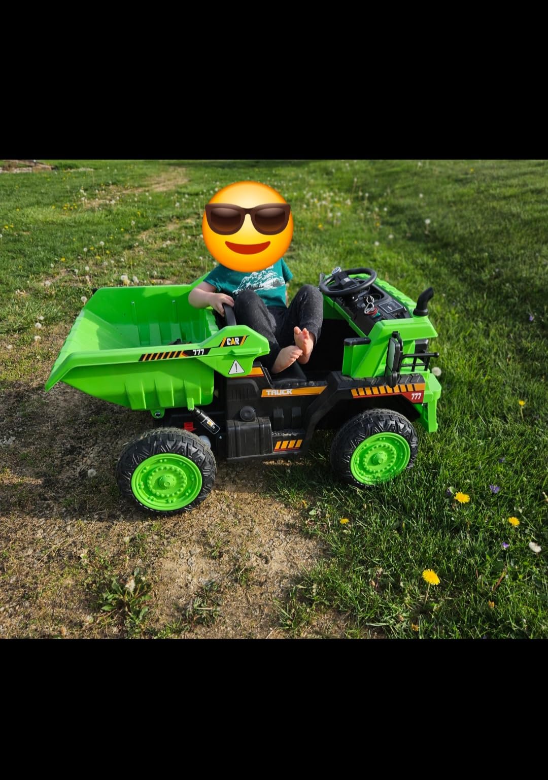 ANPABO Ride on Dump Truck, Ride on Car with Remote Control, Electric Dump Bed and Extra Shovel, Ride on Construction Vehicle with Music Player, Key Start for Safety, Ideal Gift for Kids customer photo 1