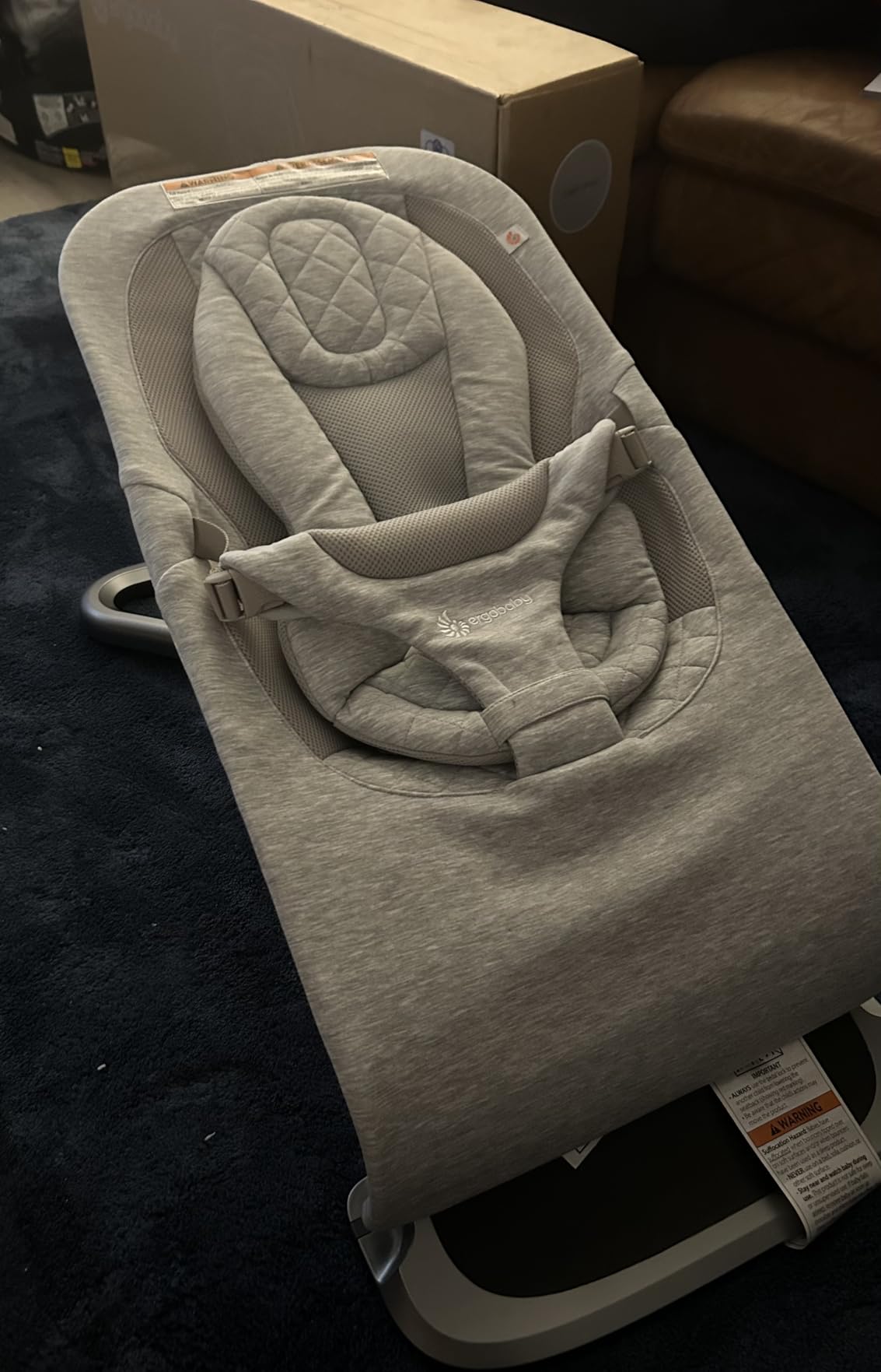 Ergobaby Evolve 3-in-1 Bouncer Seat for Babies and Toddlers 5.5-25lbs - Multi Position Baby Rocker Seat with Adjustable Heights, Secure Harness, Newborn Insert - Charcoal Grey customer photo 1