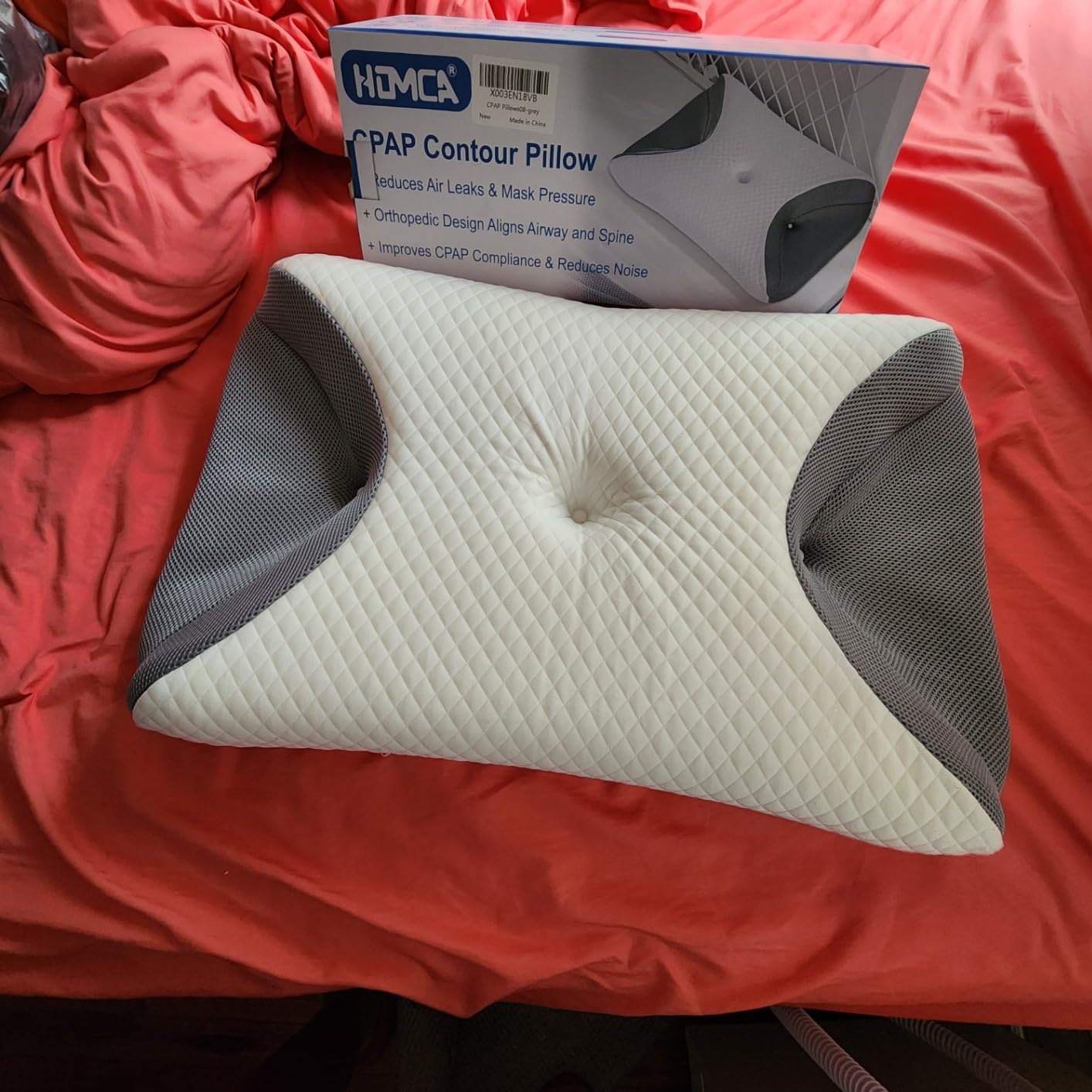 HOMCA CPAP Pillow for Side Sleeping, CPAP Nasal Pillows for All CPAP Masks Users to Reduce Air Leaks & Masks Pressure, Neck Support Pillows for Sleeping for Neck Pain Relief customer photo 1