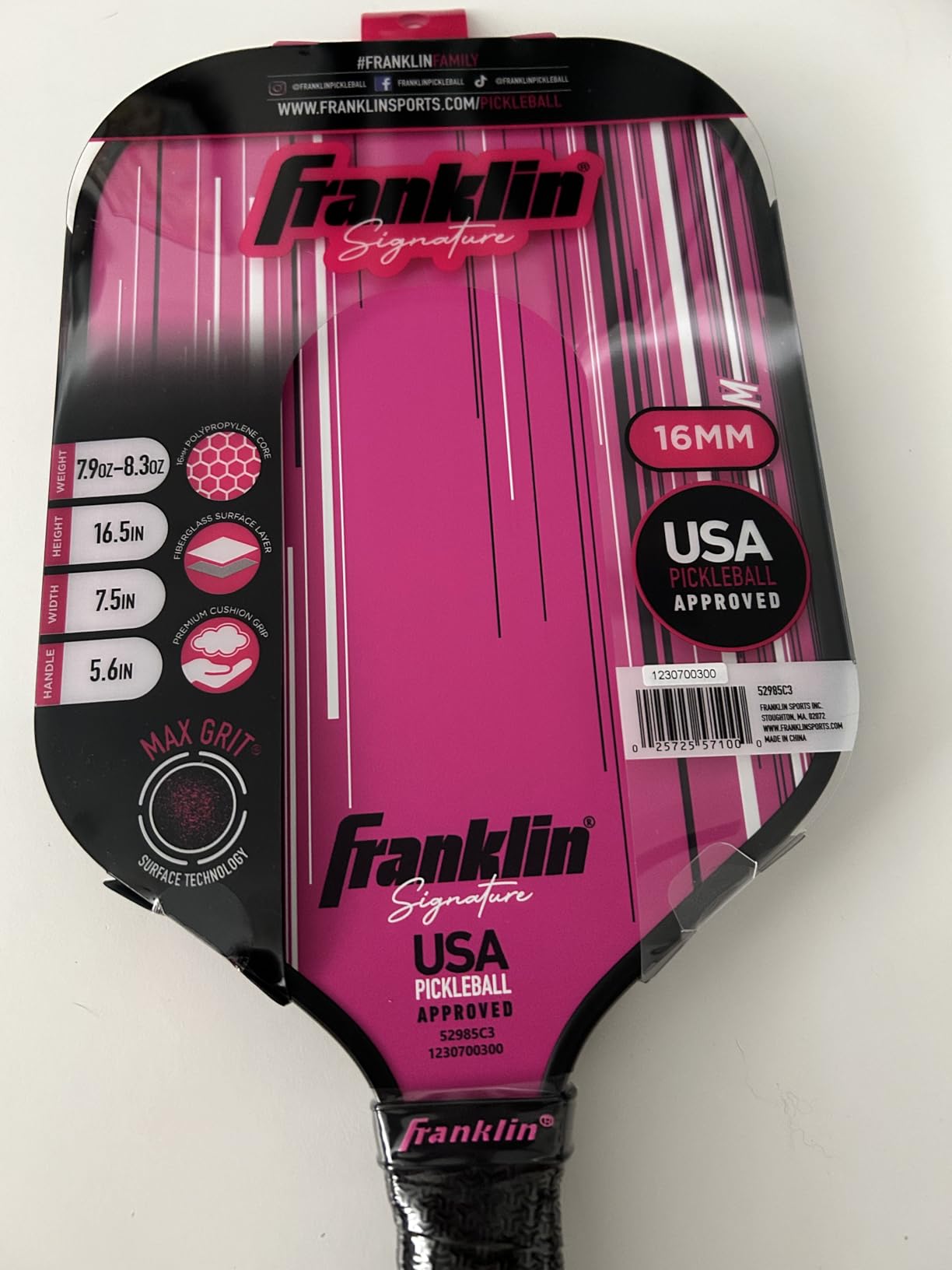 Franklin Sports Pro Pickleball Paddles - Signature Series Pro Pickleball Paddle with MaxGrit Surface - USA Pickleball (USAPA) Approved Tournament Pickleball Paddles - 13mm + 16mm Polypropylene Cores customer photo 2