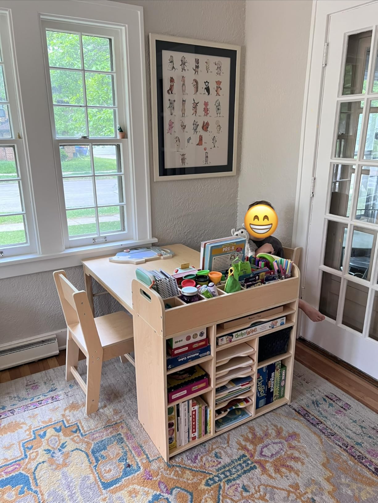 GDLF Kids Art Table and Chairs Set, Craft Desk with Large Storage and Portable Art Supply Organizer for Children Ages 8-12, 47