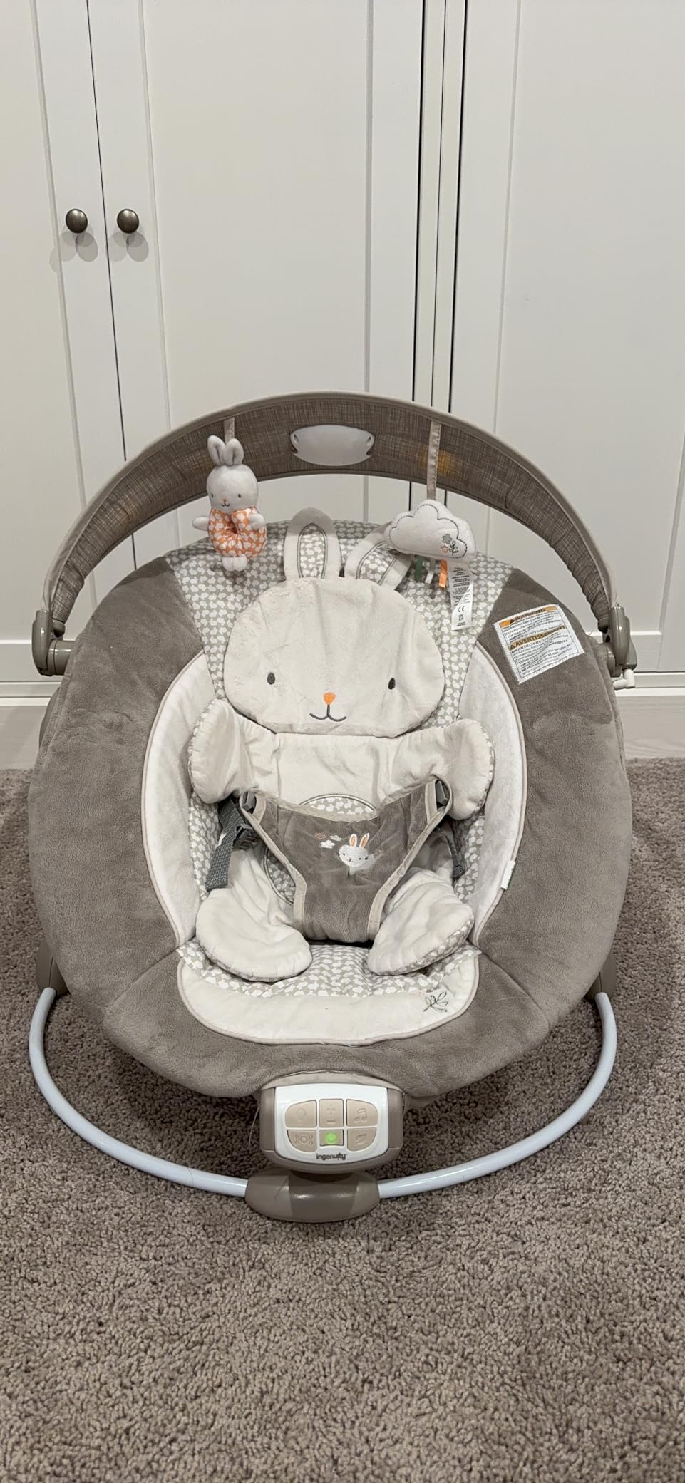 Ingenuity InLighten Baby Bouncer Seat with Light Up Toy Bar and Bear Tummy Time Pillow Mat - Nate, Newborn and up customer photo 2