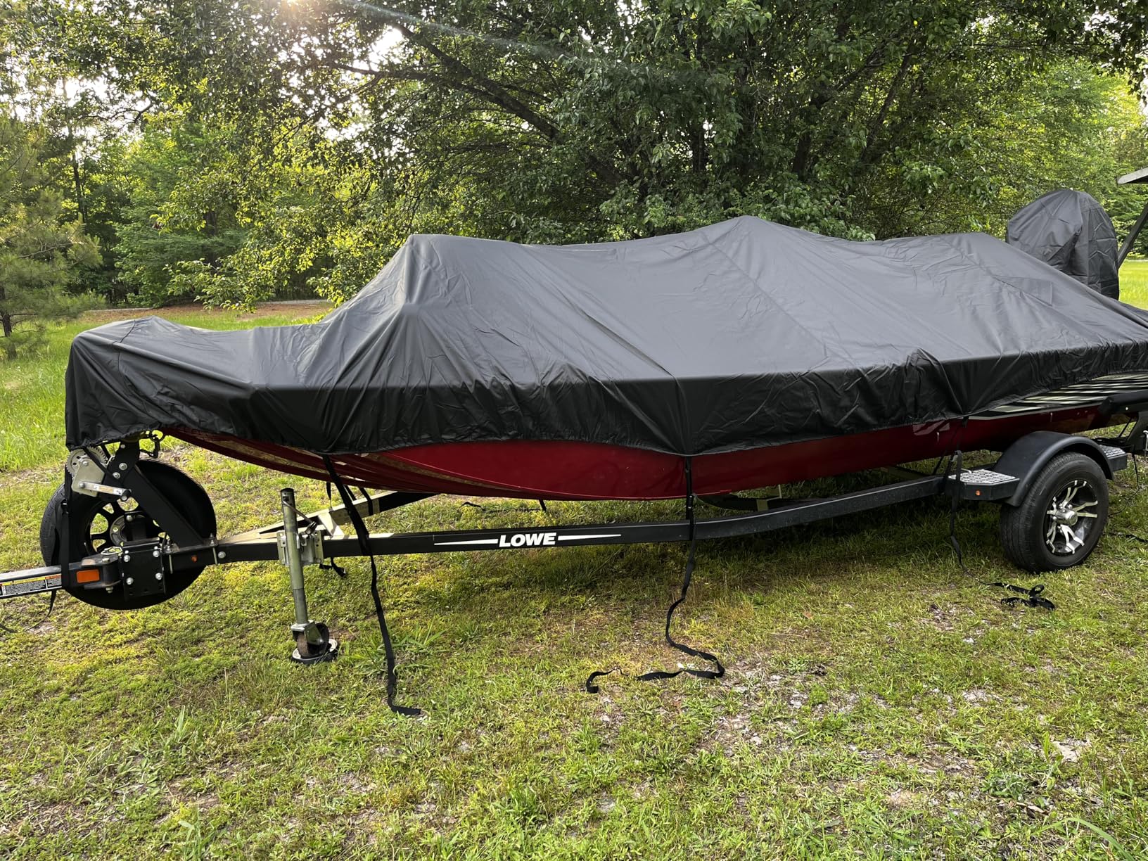 1200D Waterproof Boat Cover - Fits 16' to 18.5' ft Bass, V-Hull, Tri-Hull, Fish & Ski, Runabout Bowrider Boats - Heavy Duty Canvas Black customer photo 1