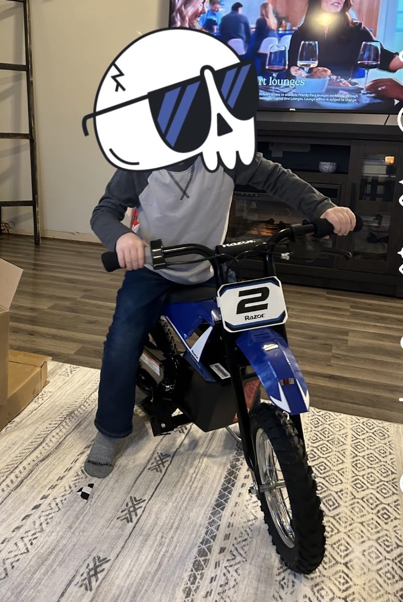 Razor MX125 Dirt Rocket Electric-Powered Bike with Authentic Motocross Geometry, Rear-Wheel Drive, 100-watt, High-Torque, Chain-Driven Motor, for Kids 7+, Blue customer photo 2