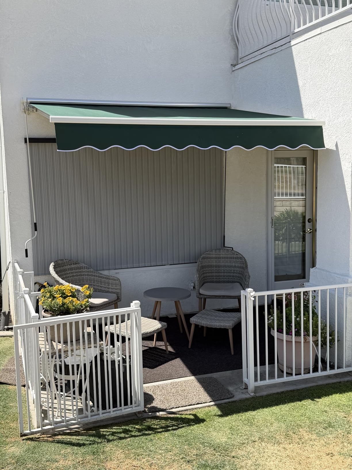 PATISOL 10'x8' Patio Awning Retractable Fully Assembled Manual Sunshade Shelter Aluminum Frame, 100% 280G Polyester Water-resistant Outdoor Window Door Awning Deck Canopy Balcony Yard Porch (Dark Grey) customer photo 2