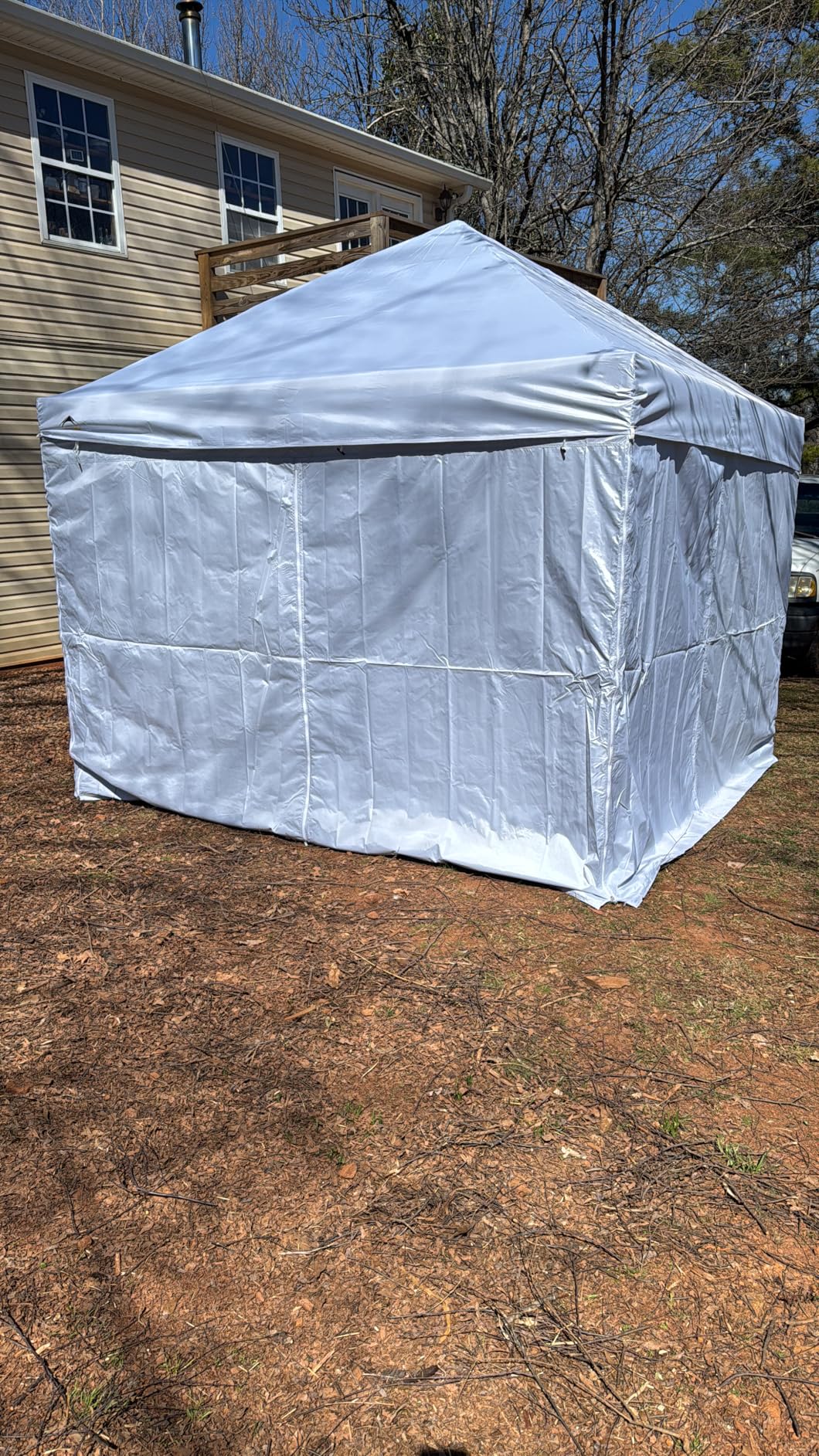 CROWN SHADES 10X10 Commercial Instant Canopy Pop Up Tent with CENTERLOK, 300D Fabric, 4 Sidewalls, White customer photo 1