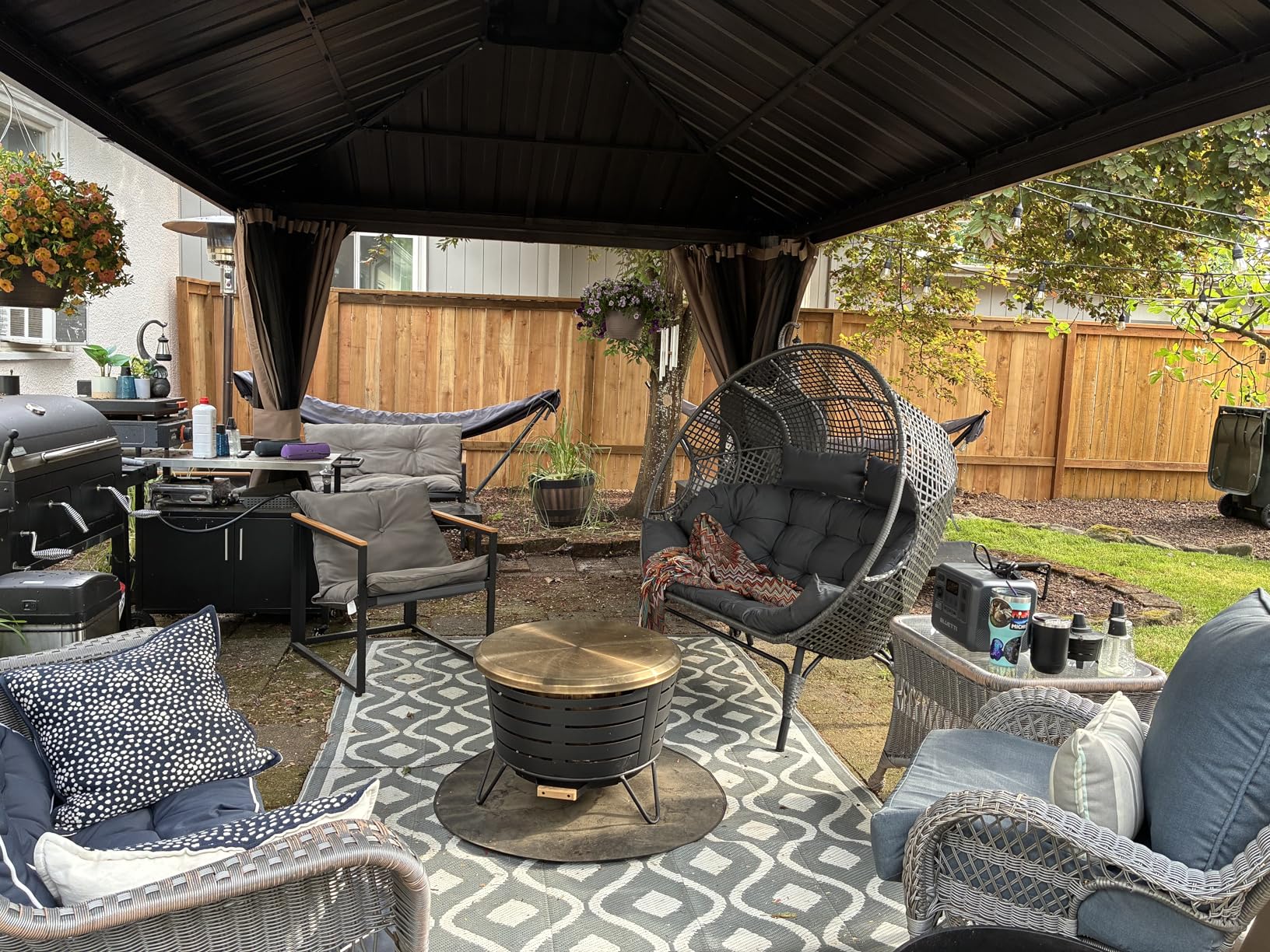 Domi 10' x 12' Hardtop Gazebo, Outdoor Metal Gazebo for Patios with Galvanized Steel Double Roof, Heavy Duty Curtains and Netting Included, Permanent Pergola for Backyard, Garden Lawn, Grey customer photo 2