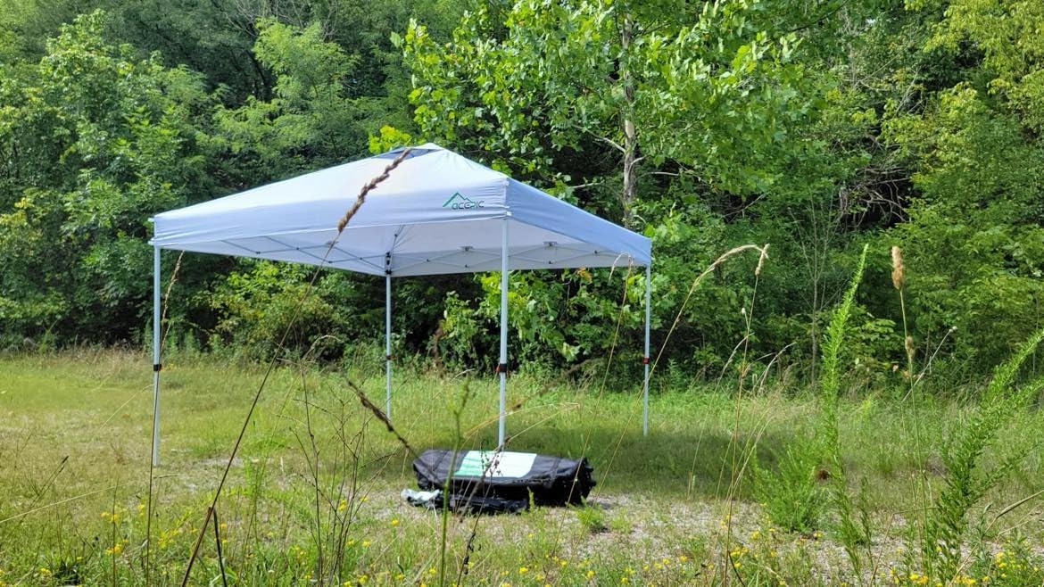 Acepic 10x10 Pop Up Canopy Tent, One Push Instant Outdoor Gazebo with Vented Top, Upgraded 300D Silver Coated Sun Shade for Parties Camping Vendor, Includes Wheeled Bag and 4 Sandbags, White customer photo 1
