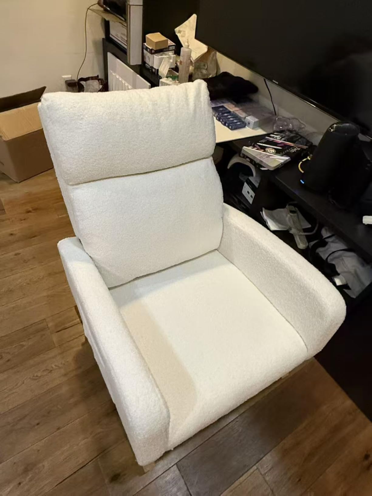 HCHAIRH Rocking Chair Nursery, Sherpa Nursing Rocking Armchair for Mom Nursery Morden Rocker Chair with High Backrest for Living Room, Bedroom, Teddy White customer photo 1