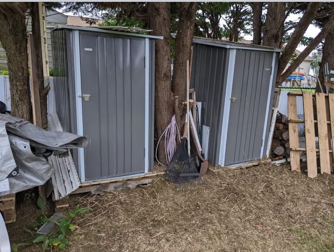 Patiowell 10' x 10' Metal Storage Shed for Outdoor, Steel Yard Shed with Design of Lockable Doors, Utility and Tool Storage for Garden, Backyard, Patio, Outside use, Grey customer photo 1