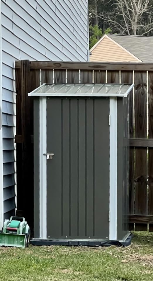 Patiowell 10' x 10' Metal Storage Shed for Outdoor, Steel Yard Shed with Design of Lockable Doors, Utility and Tool Storage for Garden, Backyard, Patio, Outside use, Grey customer photo 2