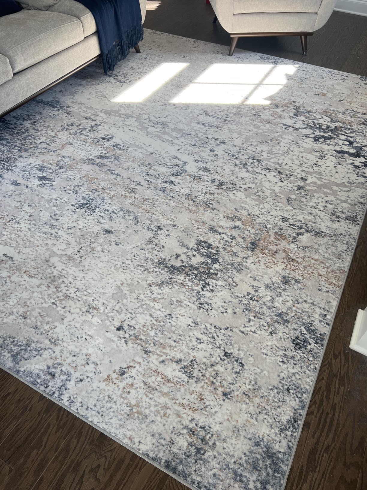 DMOYEST Area Rug Living Room Rugs - 9x12 Large Soft Indoor Neutral Modern Abstract Low Pile Washable Rug Carpet for Bedroom Dining Room Farmhouse Home Office - Grey customer photo 2