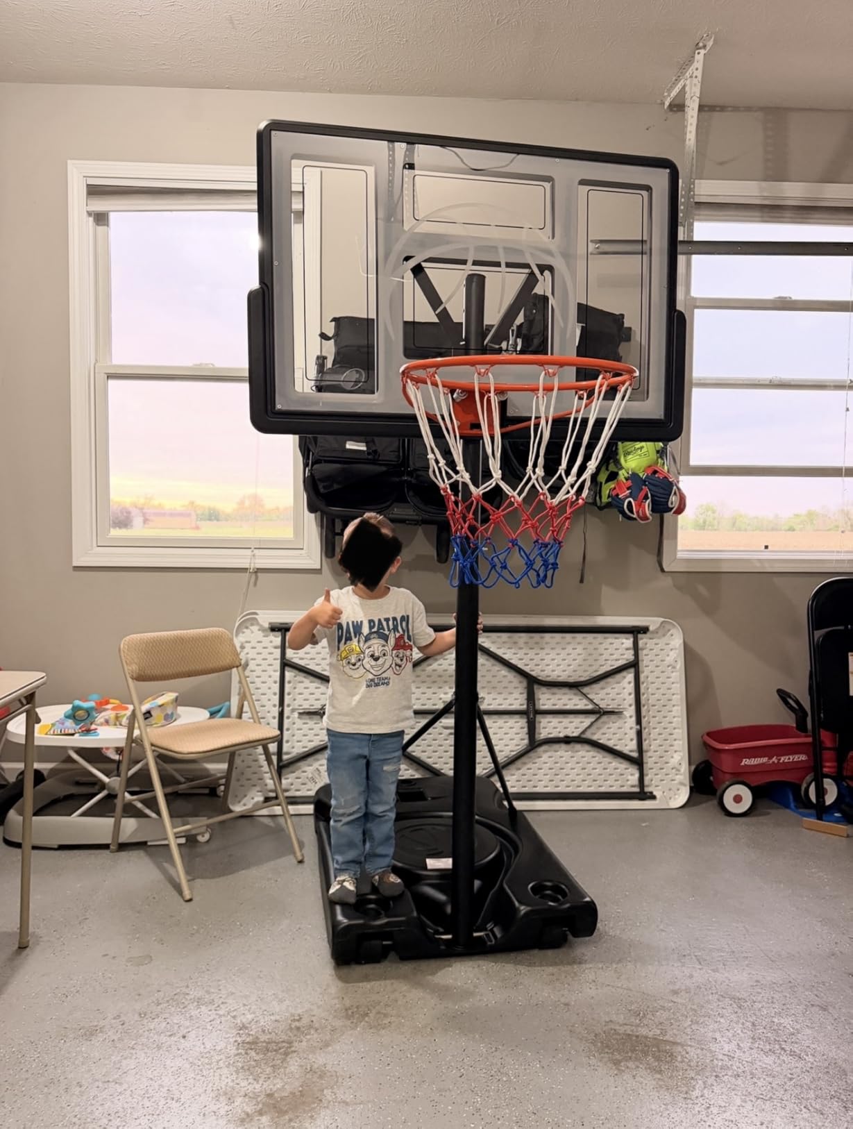Yohood Basketball Hoop Outdoor 10ft Adjustable, Portable Basketball Hoop Goal System for Kids Youth and Adults in Backyard/Driveway/Indoor, 44 Inch Shatterproof Backboard and Larger Base customer photo 2