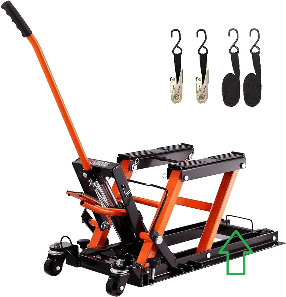 VEVOR Hydraulic Motorcycle Lift Jack 1500 LBS Capacity ATV Scissor Lift Jack Portable Motorcycle Lift Table with 4 Wheels Hydraulic Foot-Operated Hoist Stand for Motorcycle ATV UTV Powersports customer photo 2