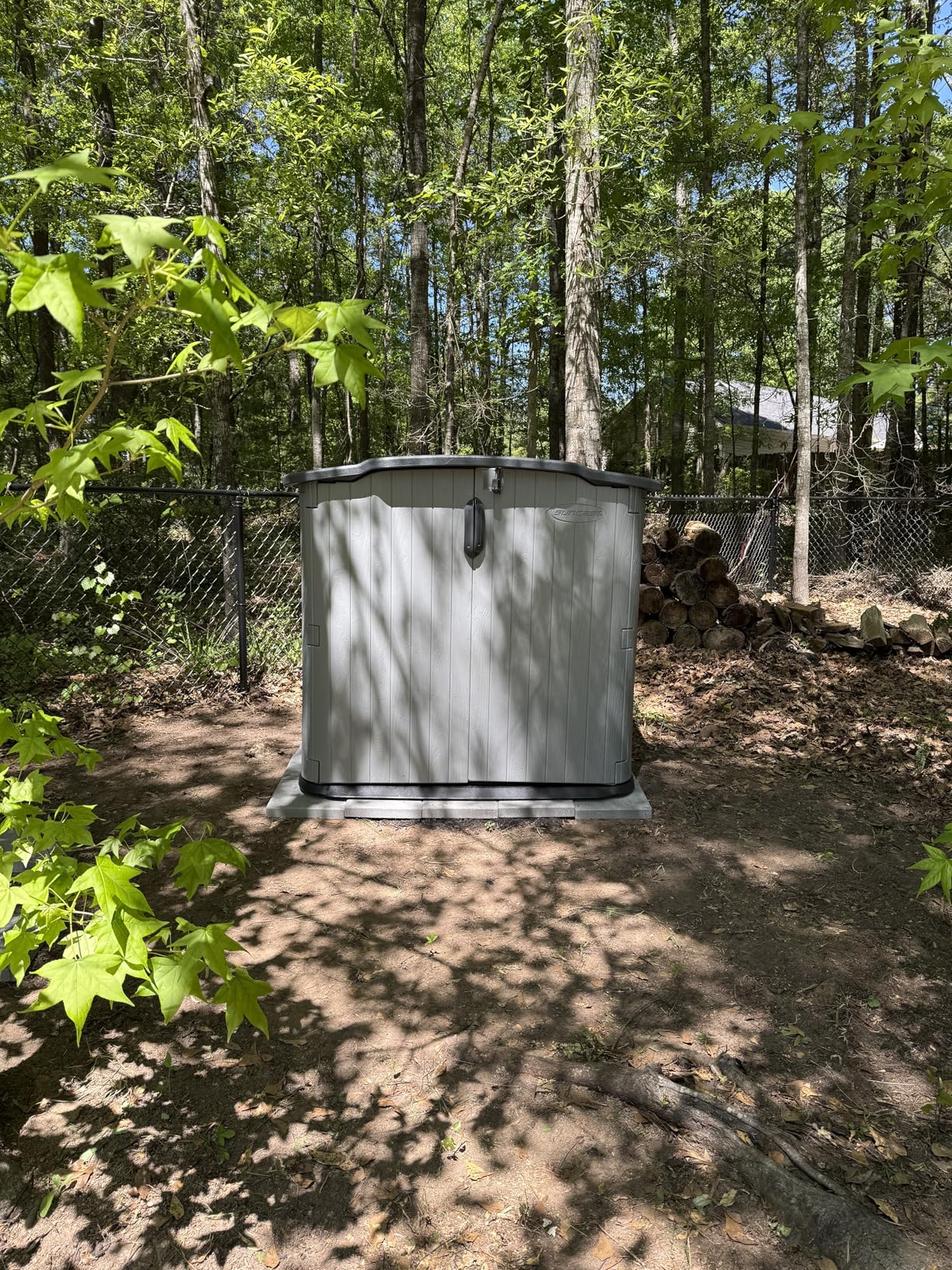 Suncast 138 Cu Ft Horizontal Outdoor Storage Shed, Glidetop Outdoor Shed with Sliding Lid, Resin Storage Sheds with Floor for Bikes, Motorcycles, & Lawn Mower customer photo 2