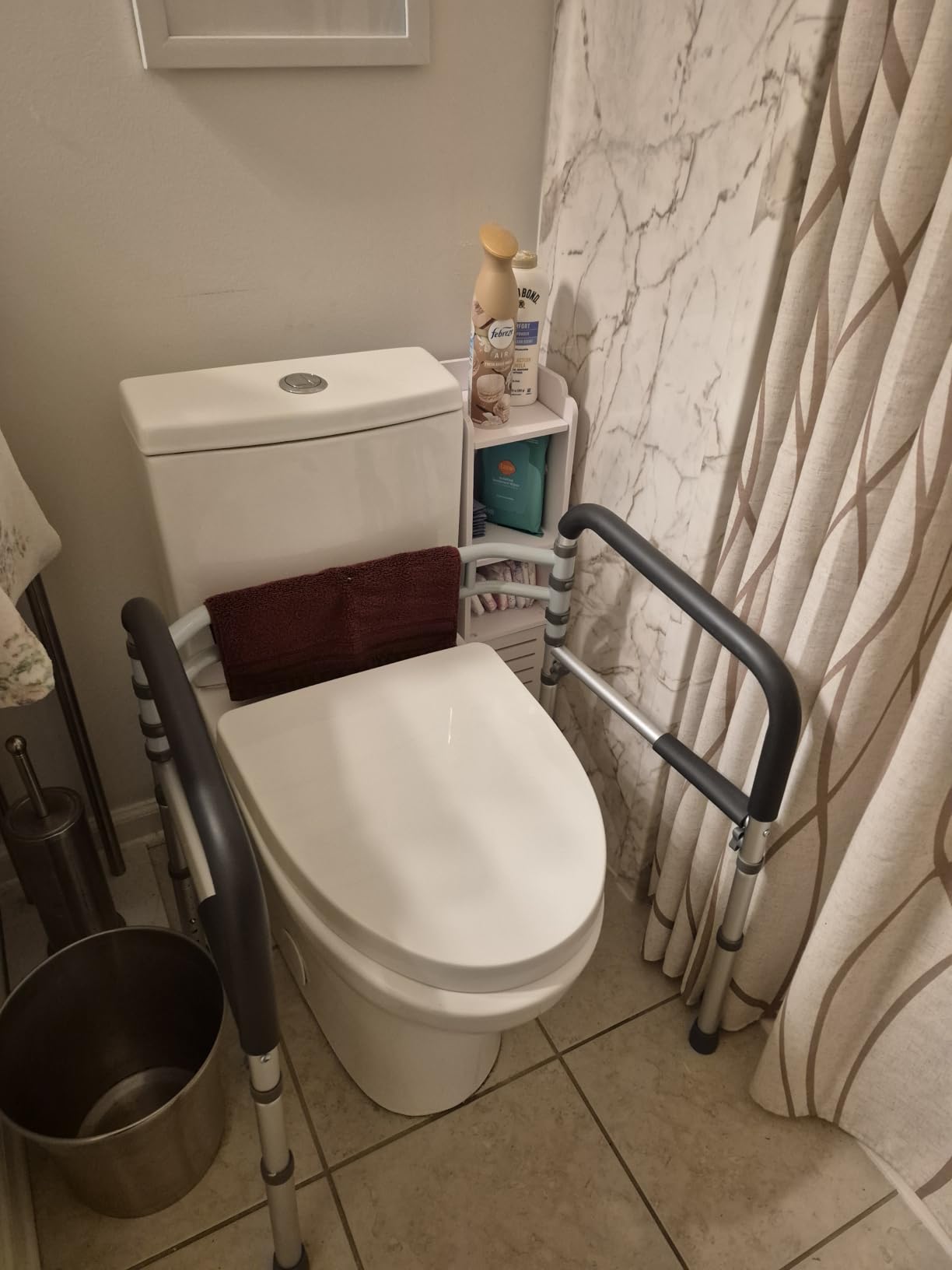 Lianjindun Toilet Safety Rails (350 lb), Adjustable Toilet Frame for Elderly, Seniors, Handicap & Disabled, Foldable Handicap Toilet Handles Fit Any Toilets (Gray) customer photo 1