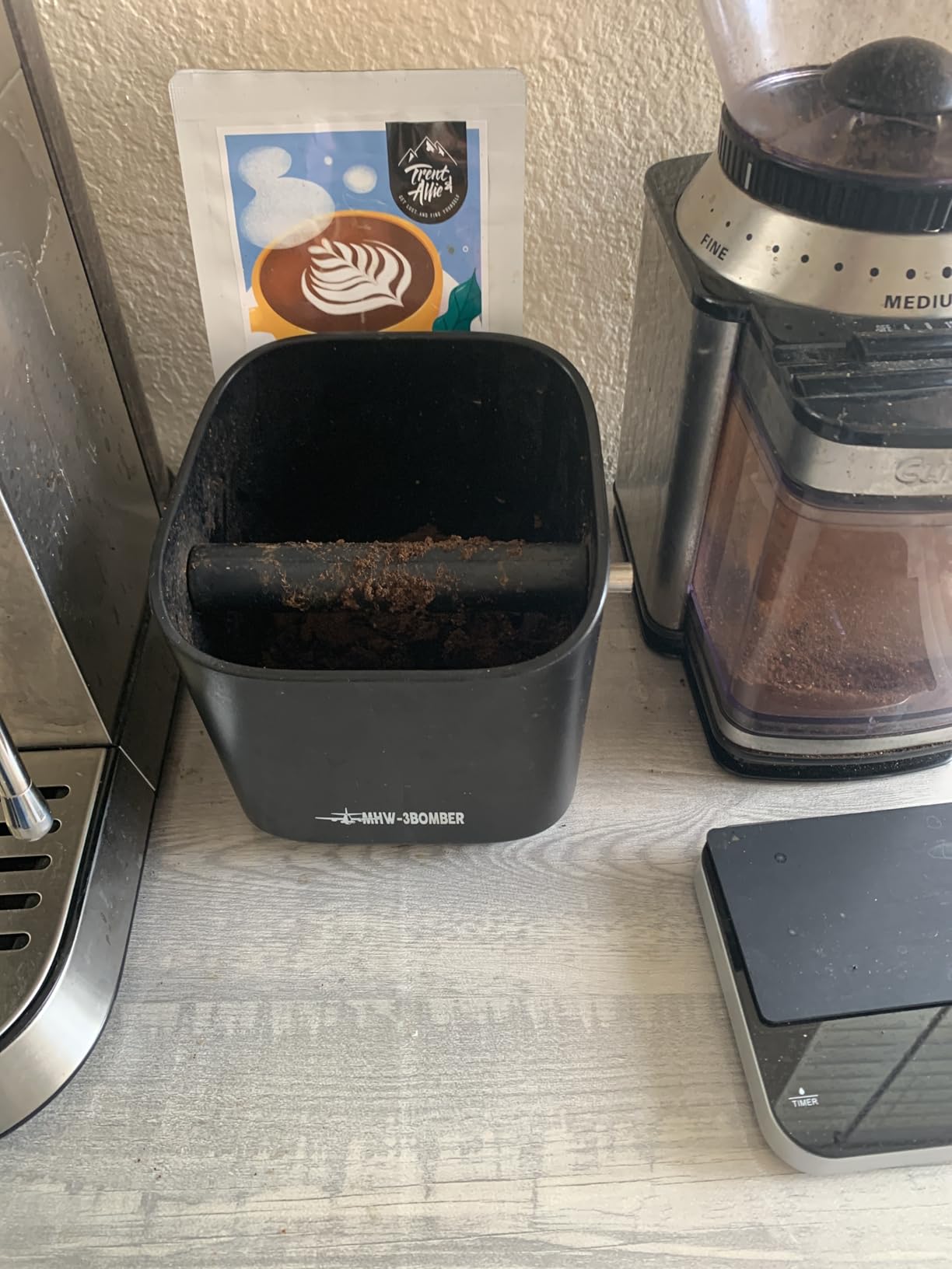 MHW-3BOMBER Espresso Knock Box, 1.2L(15 Cups) Coffee Knock Box with Clean Set and Removable Knock Bar for Espresso Puck, Coffee Ground, Durable Espresso Accessories, CS7091-OS customer photo 1