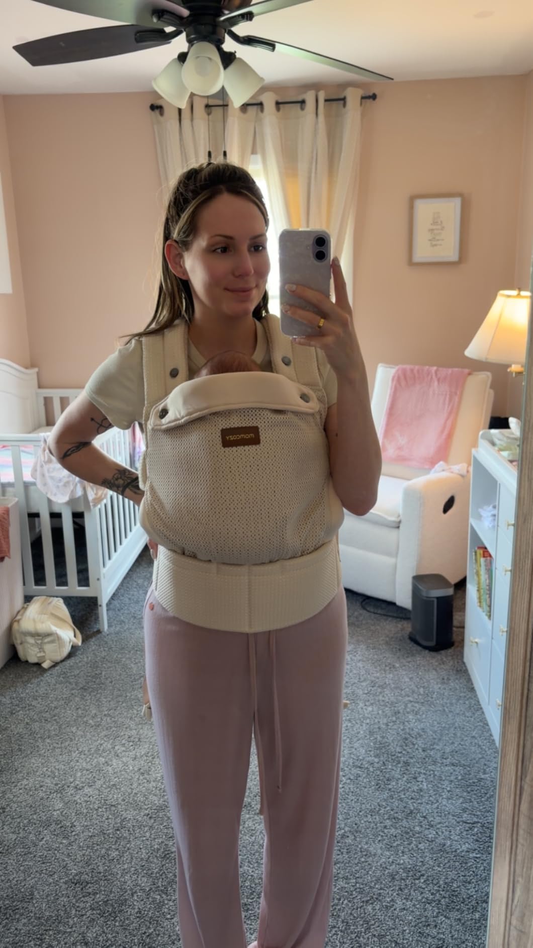 Momcozy Baby Carrier Purehug - Ergonomic, Cozy and Lightweight Carrier for 7-45lbs, Effortless to Put On, Enhanced Lumbar Support for Infant to Toddler - Grey customer photo 1