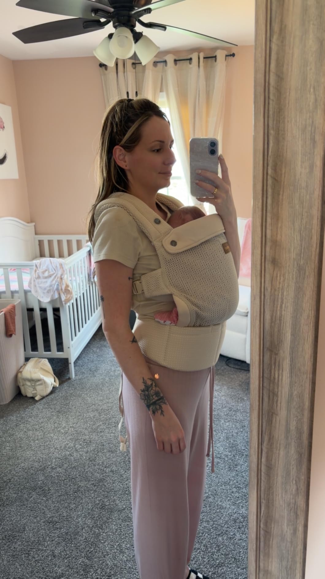 Momcozy Baby Carrier Purehug - Ergonomic, Cozy and Lightweight Carrier for 7-45lbs, Effortless to Put On, Enhanced Lumbar Support for Infant to Toddler - Grey customer photo 2