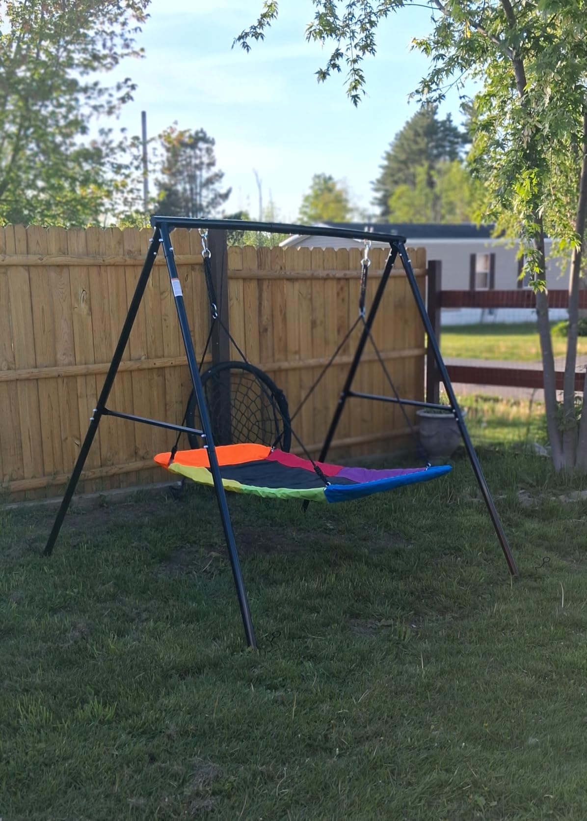 Trekassy Swing Sets for Backyard, 440lbs Heavy Duty A-Frame Metal Stand with 60