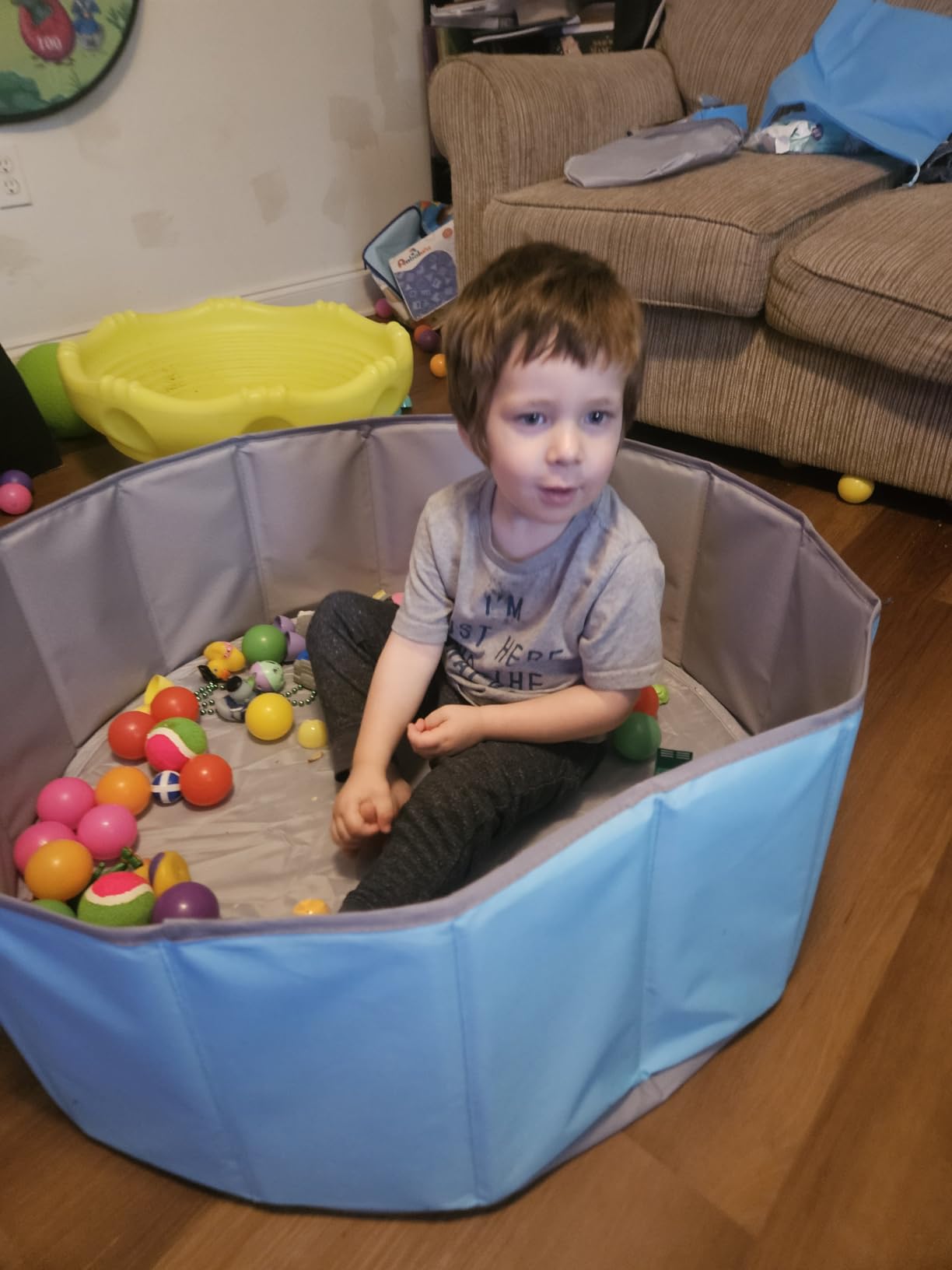 Hikiddy Large Ball Pit for Toddlers - 44in Baby Ball Pool with Playmat, Hold Over 1000 Balls, Foldable Play Pit for Kids Dogs Indoor and Outdoor Games, Party Toys Gifts, Balls Not Include (Blue) customer photo 1
