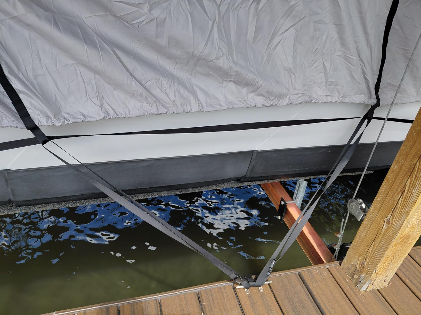 RVMasking Pontoon Boat Cover with Motor Cover, 1400D Heavy Duty Middle Reinforced, Marine Grade Waterproof Boat Cover for Length: 17'-20', Beam Width up to 102