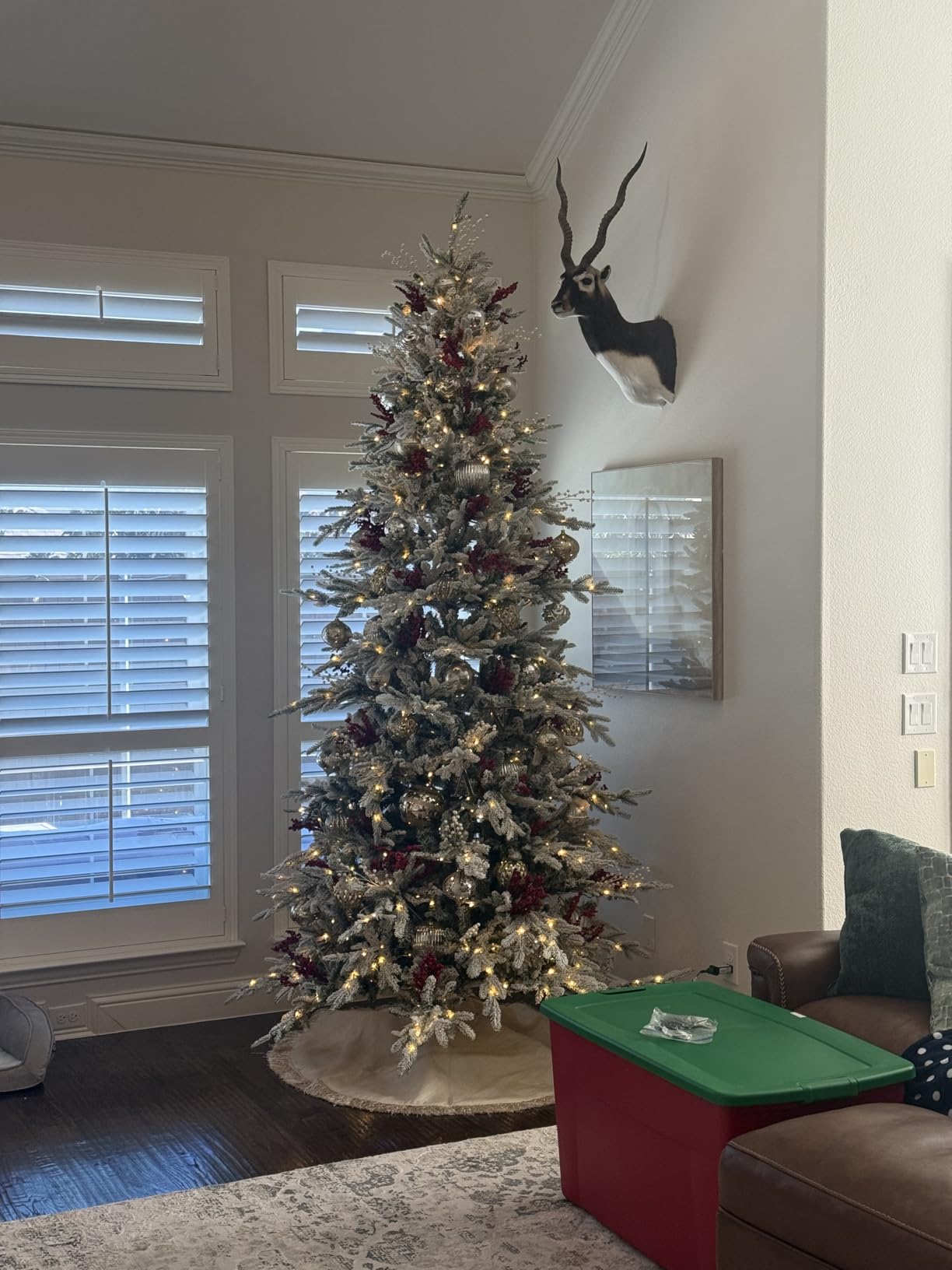 Best Choice Products Lighted Aspen Christmas Tree, 6ft Flocked Artificial Noble Fir, Pre-Lit White & Multicolored LED Lights Premium Holiday Décor - Green customer photo 2