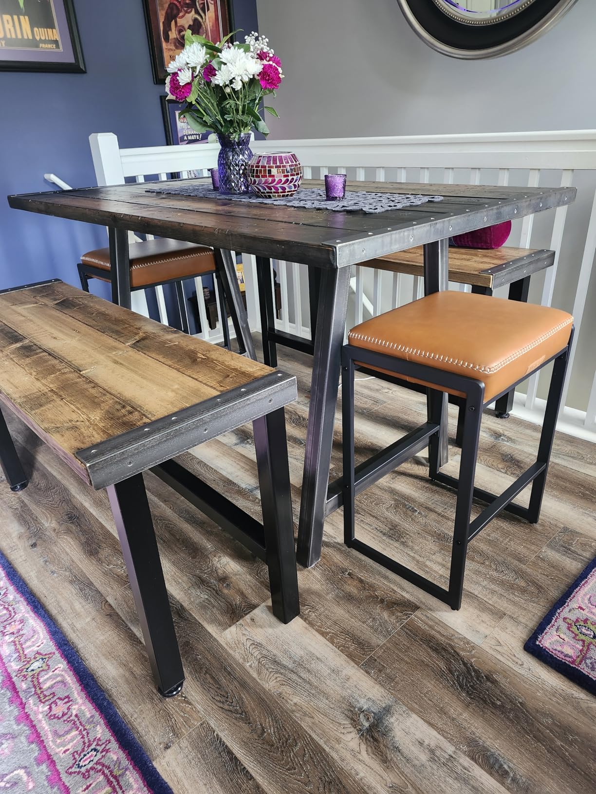 VASAGLE EKHO Collection - Bar Stools Set of 2, Counter Height Bar Stools, Synthetic Leather with Stitching, Mid-Century Modern, 26-Inch Tall, Caramel Brown customer photo 2