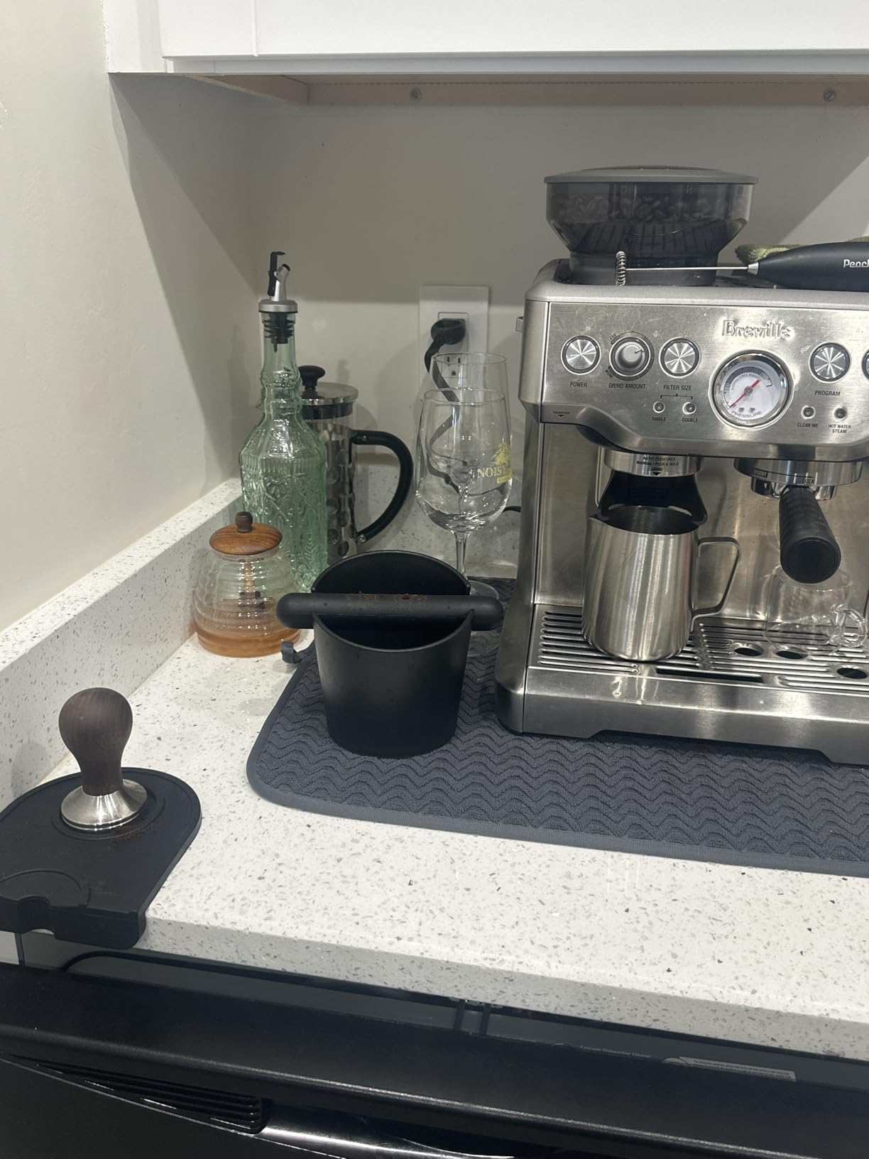 IAOSEN 5inch Knock Box Espresso Knock Box Silicone Coffee Tamper Mat Espresso Machine Accessories Set of 2 with Removable Knock Bar and Anti-Slip Base for Home Office Barista Tools for Bar Shop customer photo 1