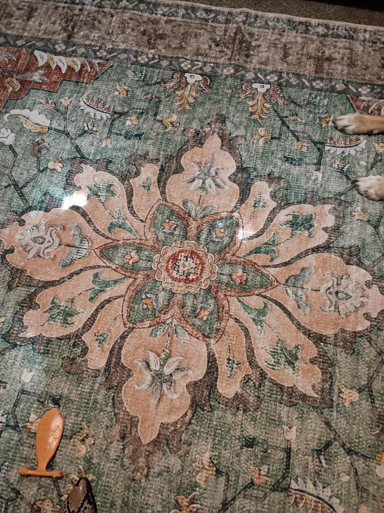 RELEANY Washable Area Rug, 8'x10', Brick/Brown/Green | Non-Slip, Water Repellent, Pet Friendly, Easy to Clean, Vintage Floral Boho Decor for Living Room Bedroom Dining Room customer photo 2