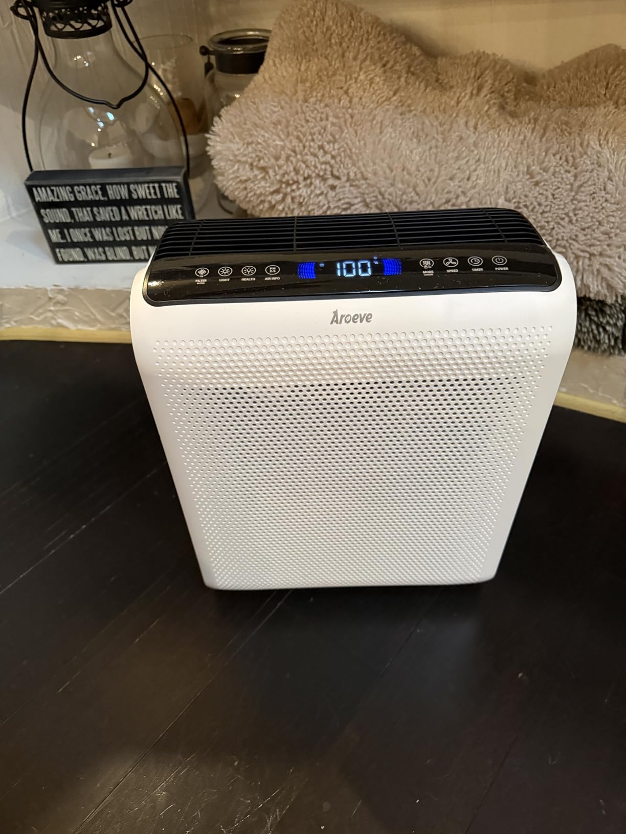 AROEVE Air Purifiers for Bedroom Home Large Room Up to 1504 Ft², 5 Layer Filter, Air Quality Monitor, Sleep Mode, MK07 White customer photo 2