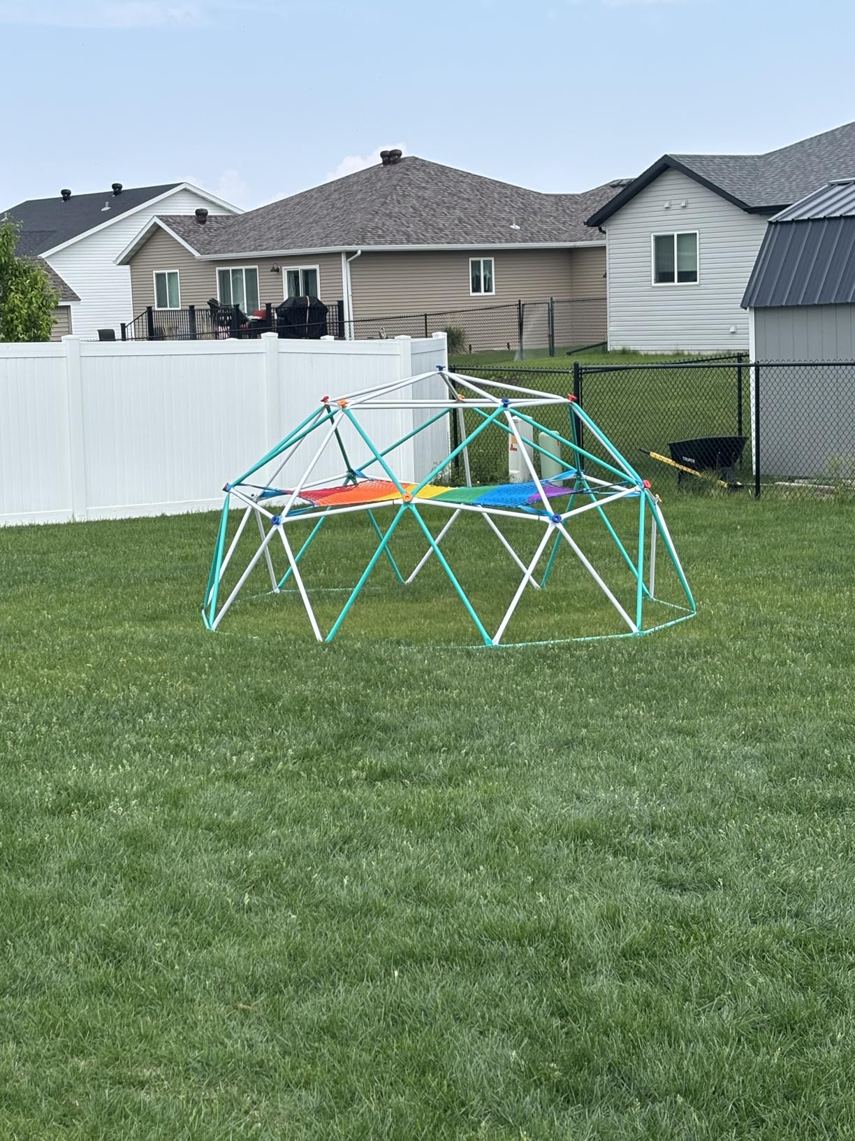 Hapfan Climbing Dome with Climbing Cargo Net, 10 ft Dome Jungle Gym with Hammock for Kids Outdoor Playset Monkey Bars Backyard customer photo 2