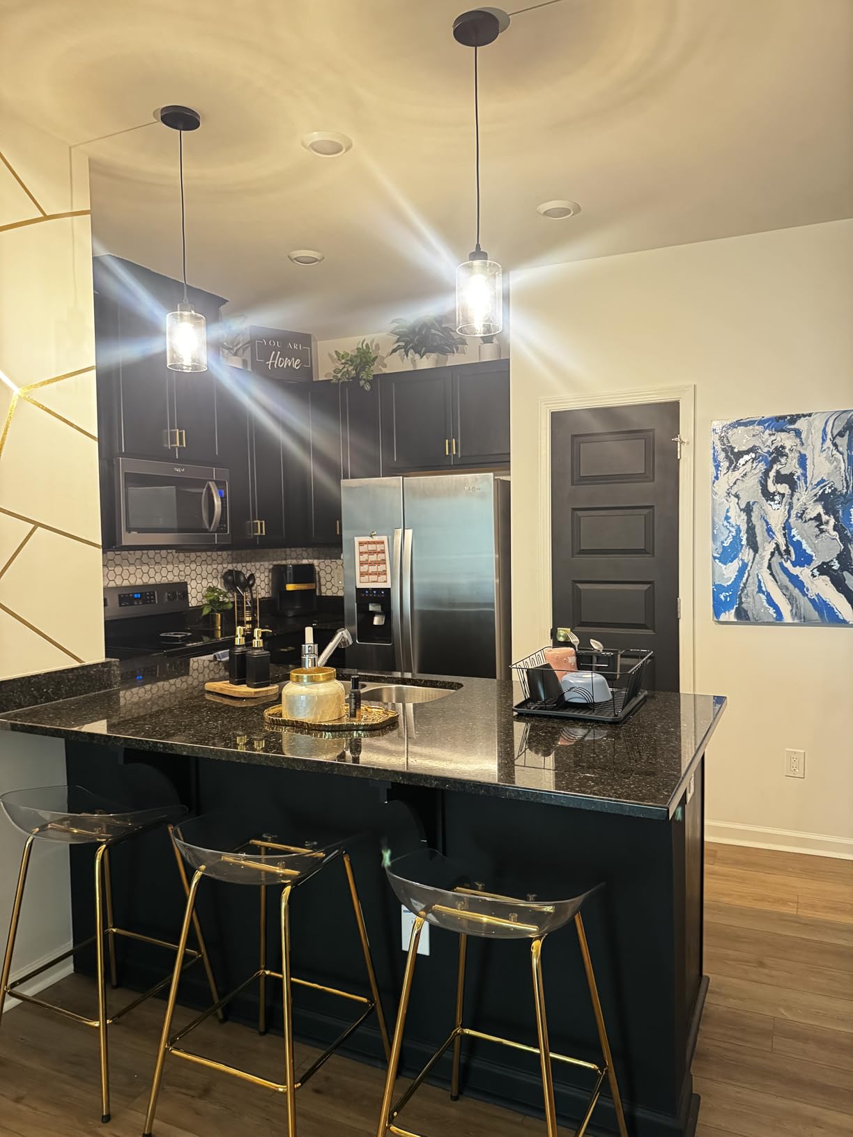 Brushed Nickel Pendant Lights Kitchen Island - Clear Glass Pendant Light Fixture Multiple Stems Rods 3 Units 12 Inch 3 Units 4 Inch (3 Pack Brushed Nickel) customer photo 2