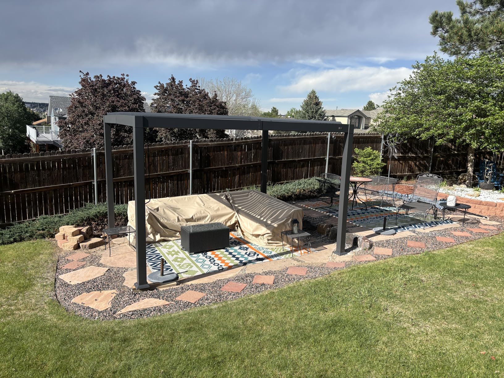 PURPLE LEAF Louvered Pergola 10' x 12' Aluminum Outdoor Pergola with Adjustable Louvers Roof and Integrated Drainage System 70 Mph High Wind Resistant Small Pergolas for Patio Deck Porch Yard customer photo 2