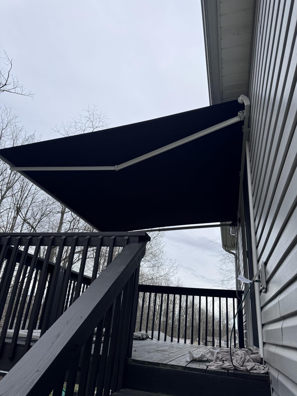 Outsunny 12' x 10' Electric Awning, Retractable Awning, UV Protection Sun Shade Shelter with Remote Controller and Manual Crank Handle for Deck, Balcony, Yard, Dark Gray customer photo 1