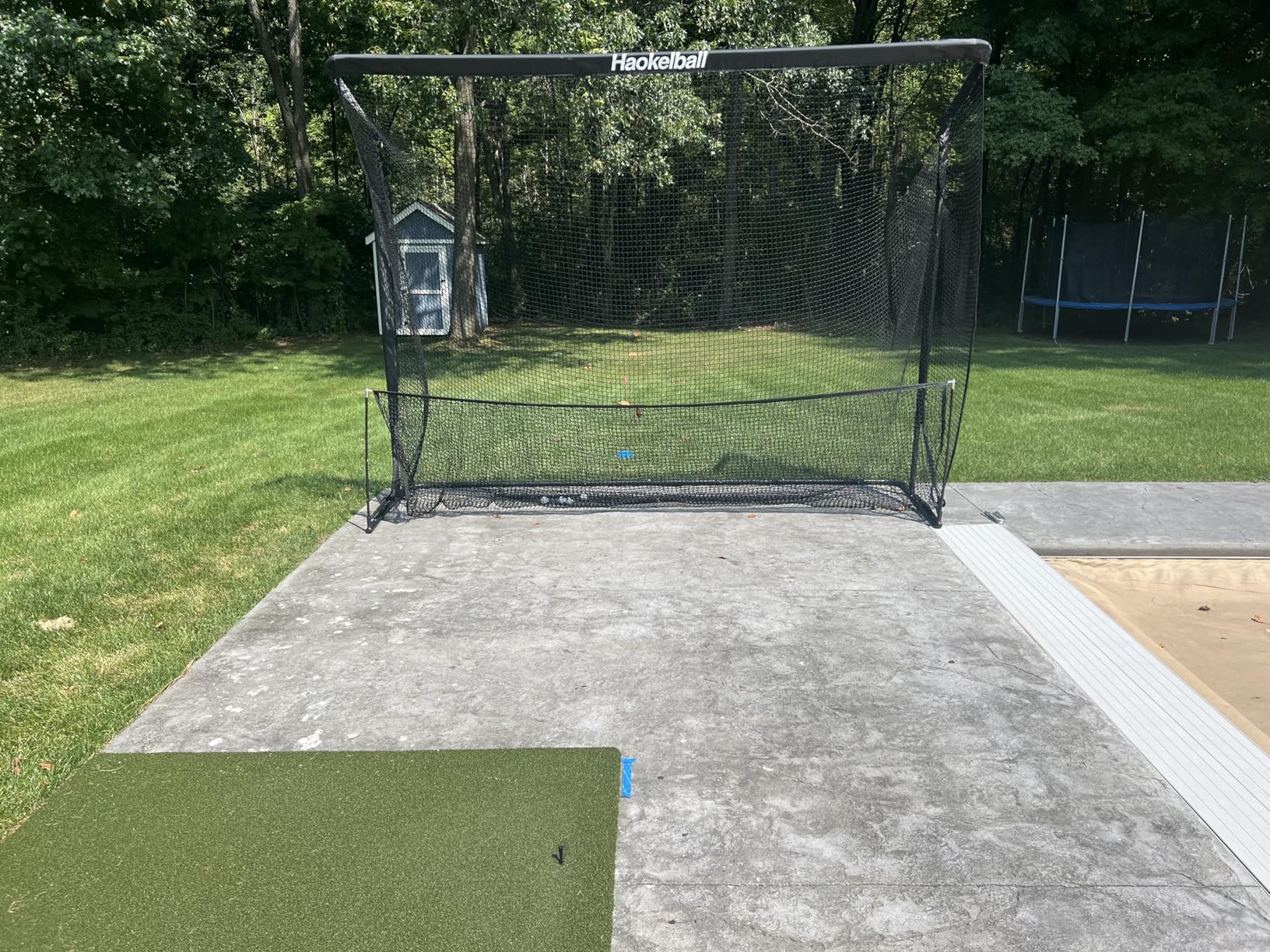 Haokelball Golf Practice Hitting Net for Driving Real Balls, 10x8ft Heavy Duty Netting for Indoor Outdoor with Side Barriers, Ball Return & Collection System, Silent Impact Target and Carry Bag customer photo 1