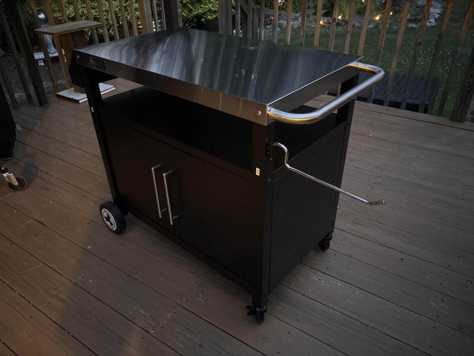 Outdoor Grill Cart with Wheels, Movable Kitchen Island with Storage Cabinet for BBQ, Stainless Steel Dining Cart Table for Food Prep, Black (PC3403S-SC) customer photo 1