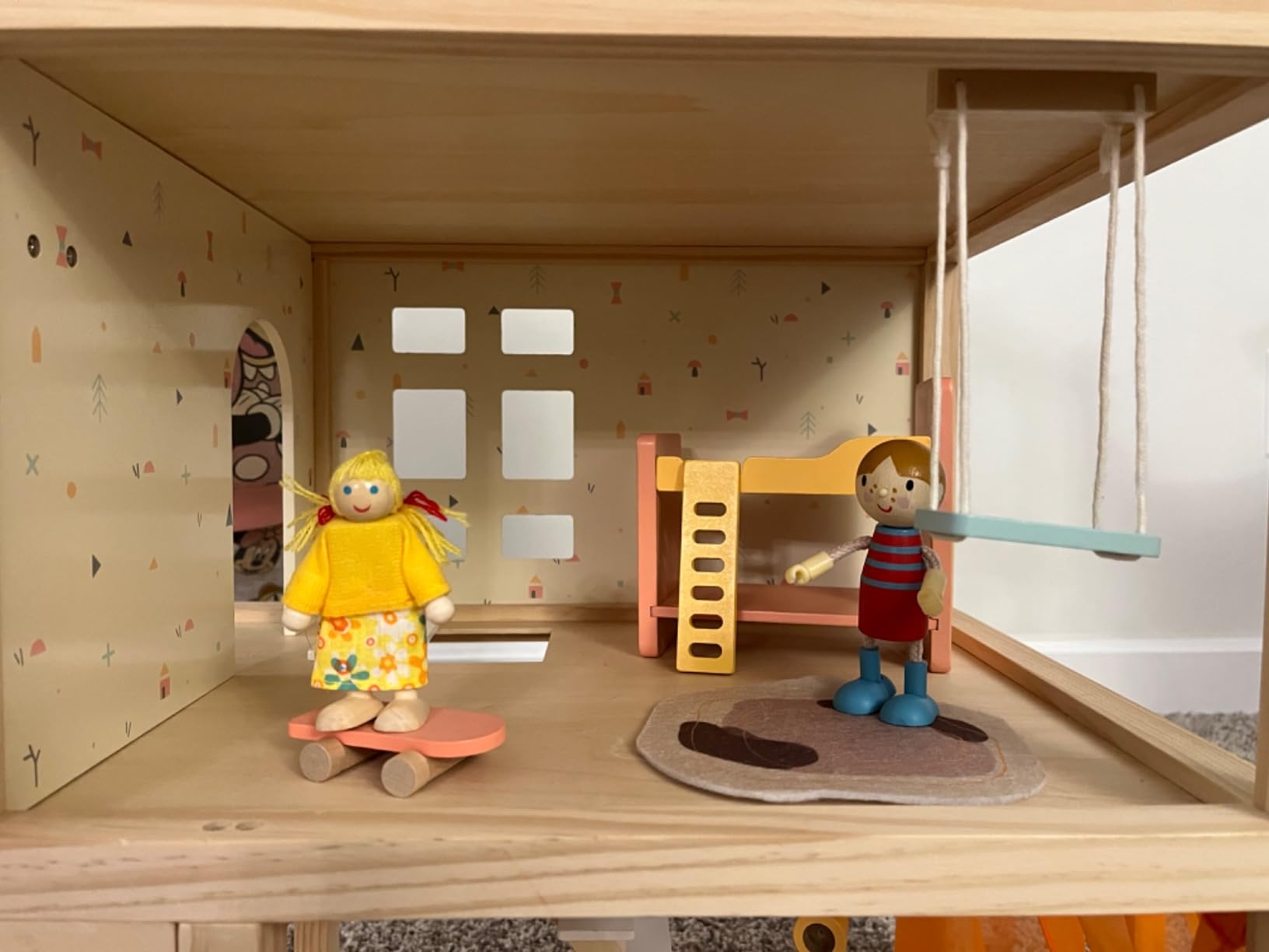 Giant bean Large Wooden Dollhouse with 32 Pcs Furniture Accessories, 3-Story Doll House 5 Rooms Balcony Wooden Stairs, Ideal Dollhouse Toy for Kids Ages 3+ customer photo 2