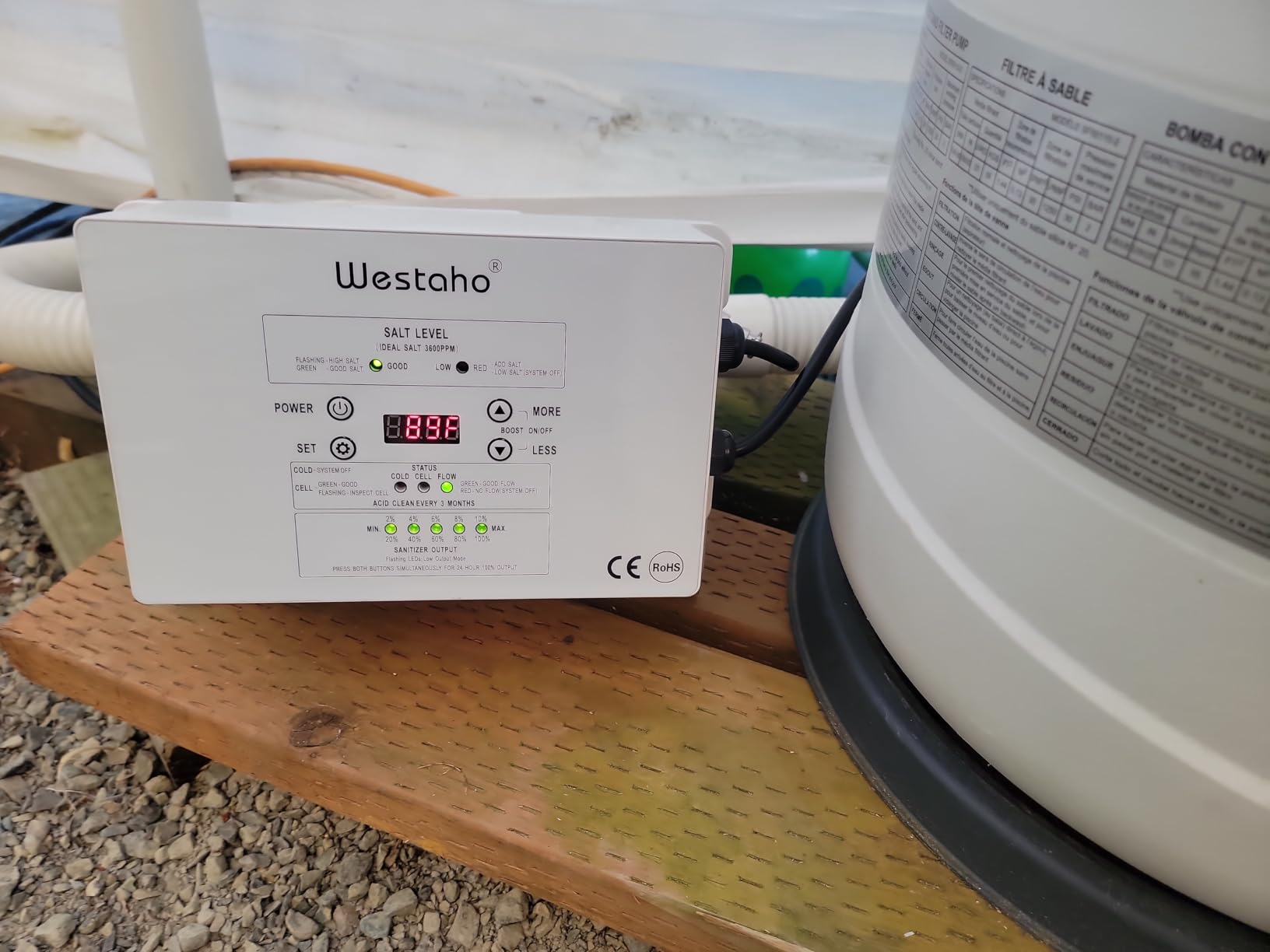 Saltwater Pool System, Westaho Salt Chlorine Generator with USA Titanium Cell for Above Ground Pools Up to 15,000 Gallons, Compatible with Intex Pool, IP 66 Waterproof customer photo 1