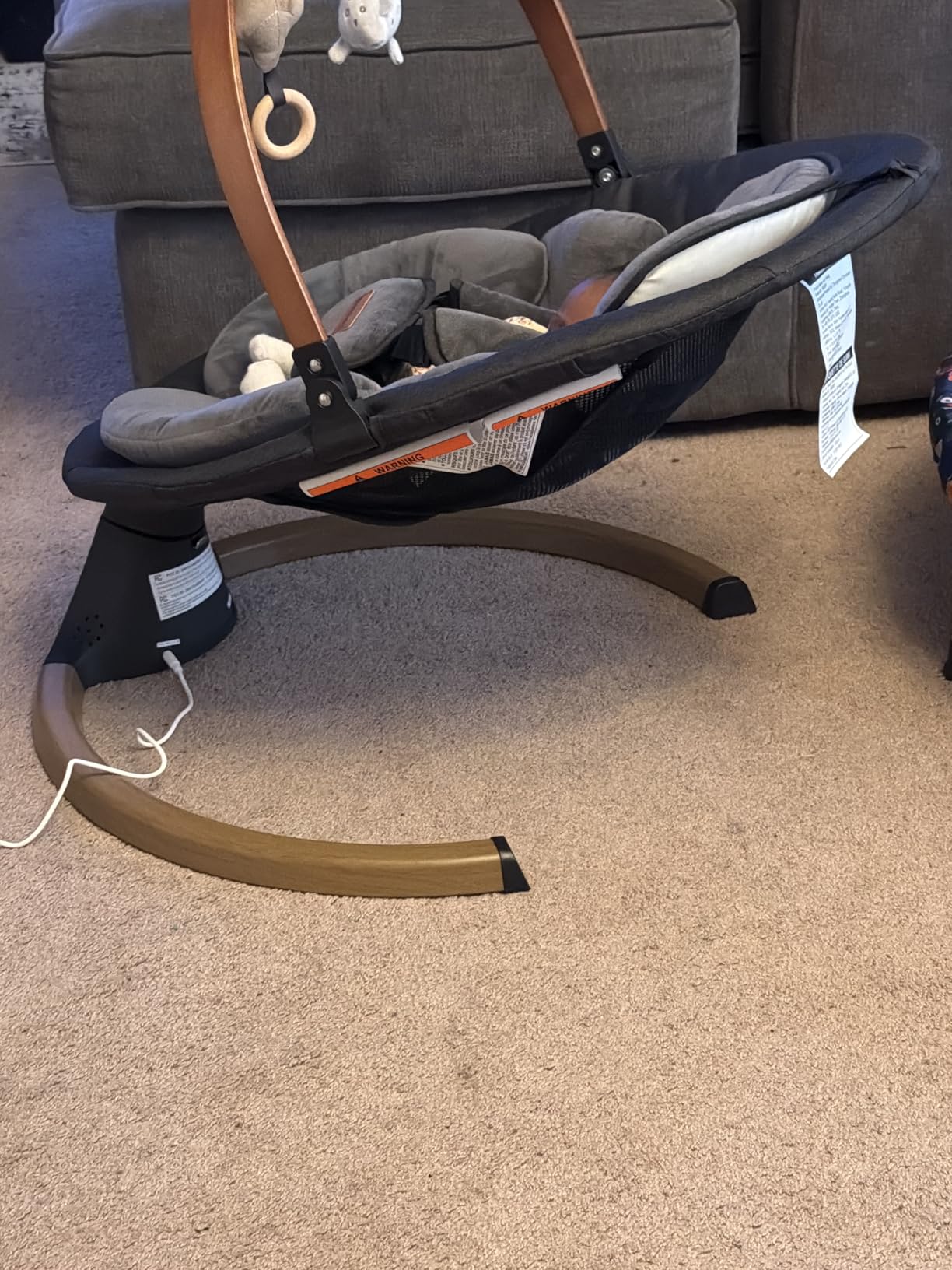 Baby Swings for Infants, Monamii Baby Swing, Bluetooth Infant Swing with Music Speaker, 5 Speeds and Remote Control, Indoor & Outdoor Use (Beige) customer photo 2