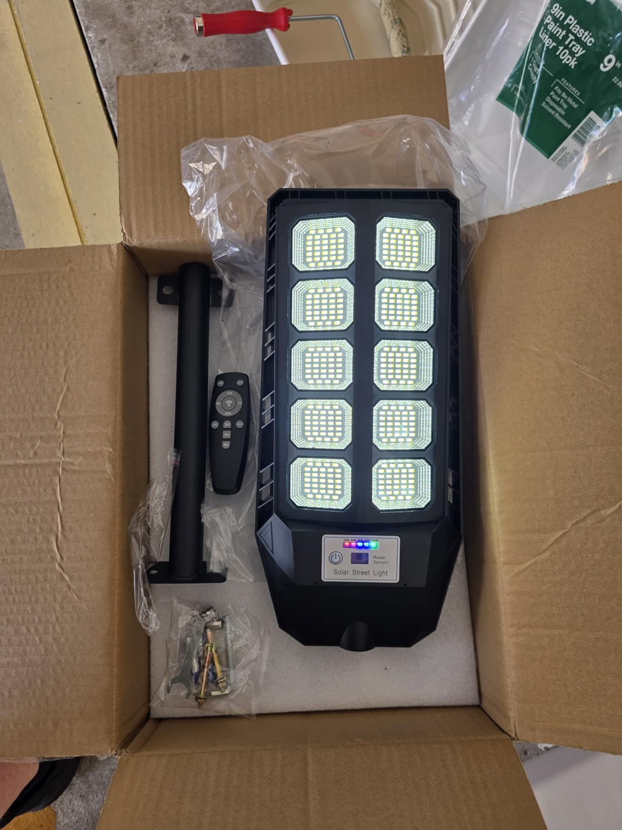 Deepn Solar Lights Outdoor, IP66 Waterproof Street Lights Outdoor, 6500K Dusk to Dawn Solar Security Flood Lights Motion Sensor with Remote Control for Yard, Entryway Garage, Porch (2 Pack) customer photo 1