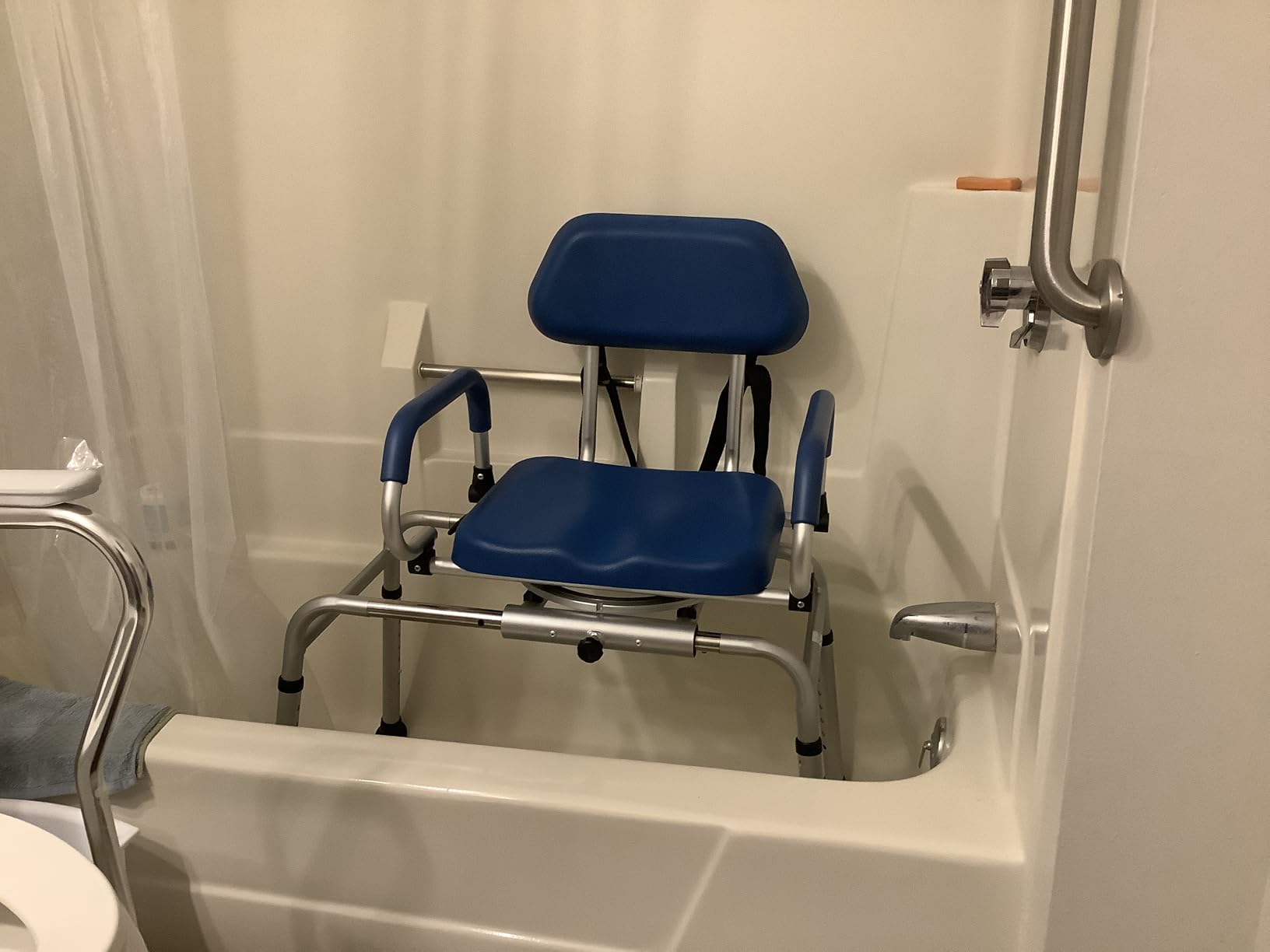 Loyoda FSA/HSA Eligible Sliding Shower Chair Tub Transfer Bench for Bathtub with Swivel Seat, Padded Shower Bench with Pivoting Arms, 350 lbs customer photo 1
