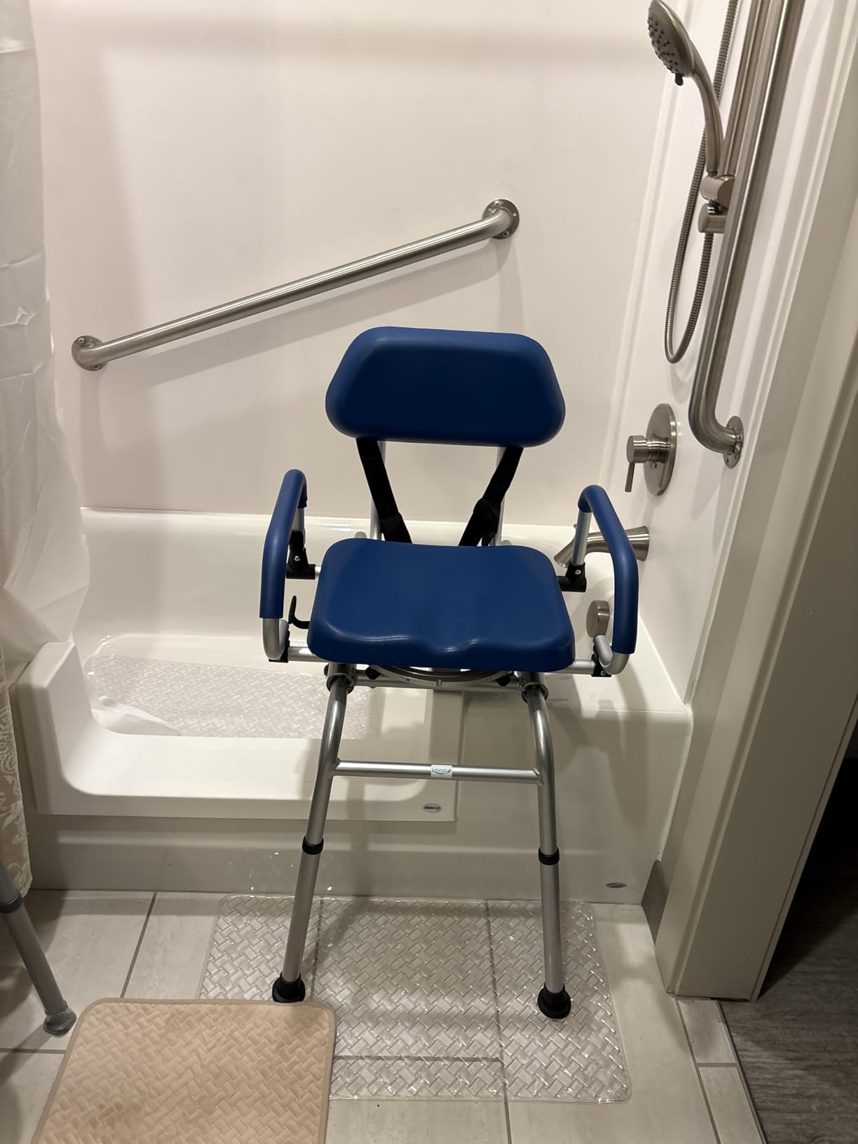 Loyoda FSA/HSA Eligible Sliding Shower Chair Tub Transfer Bench for Bathtub with Swivel Seat, Padded Shower Bench with Pivoting Arms, 350 lbs customer photo 2