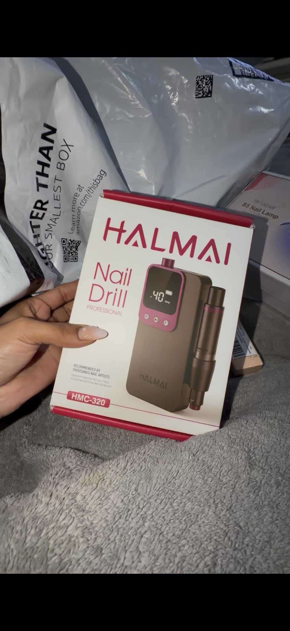 Electric Nail Drill Professional, Portable Nail File for Acrylic Gel Nails, Cordless Rechargeable Ultra Power Nail Drill Kit 40000RPM, HMC320 Salon-Grade Efile Nail Machine (Dark Grey) customer photo 2
