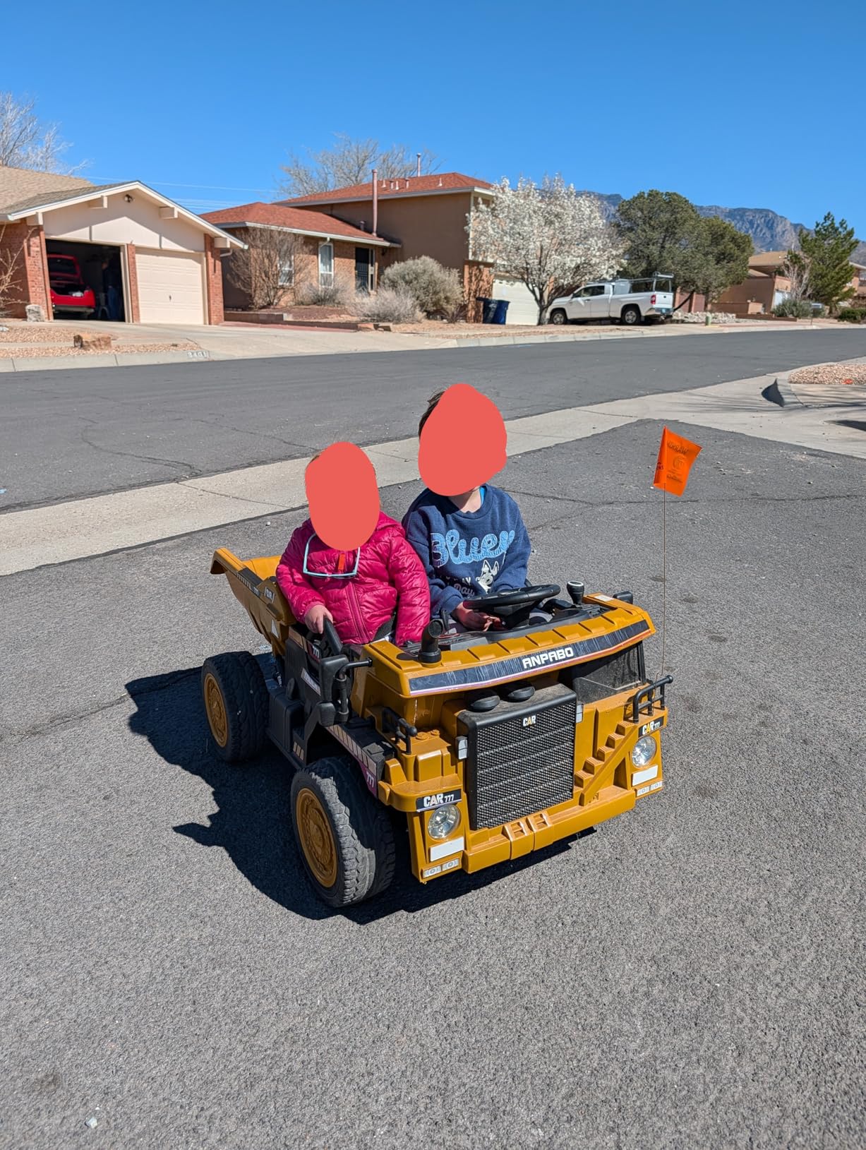 ANPABO 24V Ride On Dump Truck, 2X75W Powerful Motors, Up to 4.4Mph, EVA Tires, Construction Vehicle w/Electric Dump Bed and Extra Shovel, 19